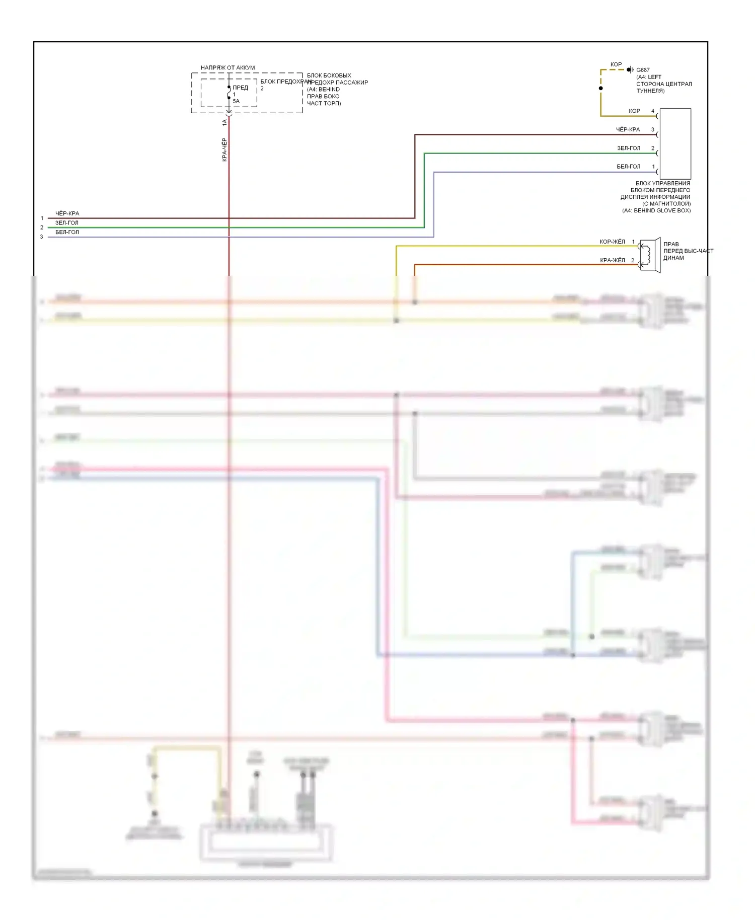 S4 Audi B8 (2008-2011): Электросхема радиосистемы, базовая информационно-развлекательная система (2 из 2) 