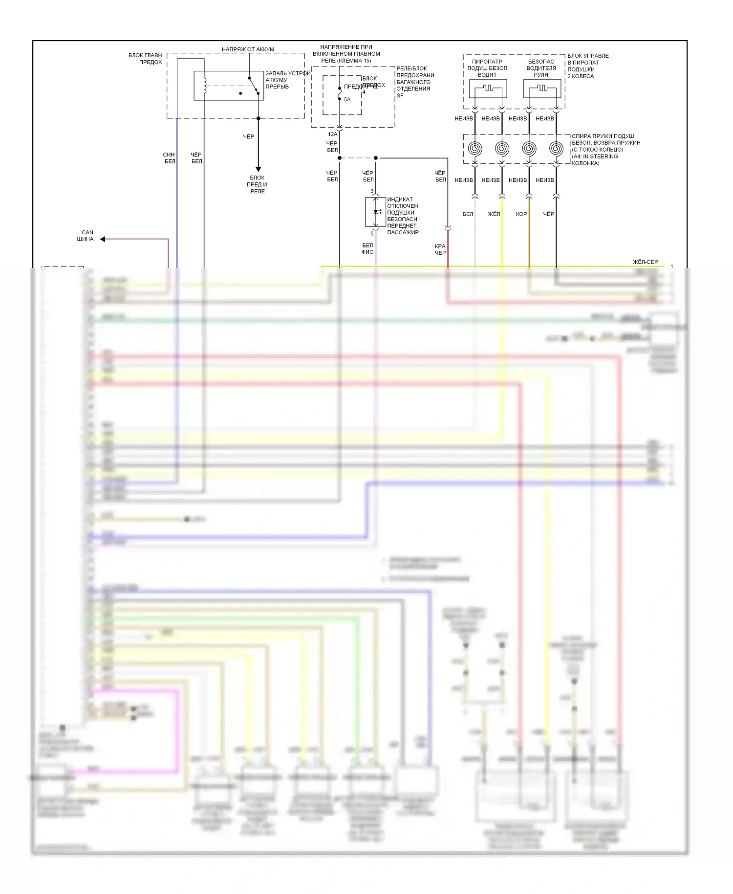 S4 Audi B8 (2008-2011): Электросхема подушек безопасности (1 из 3) 