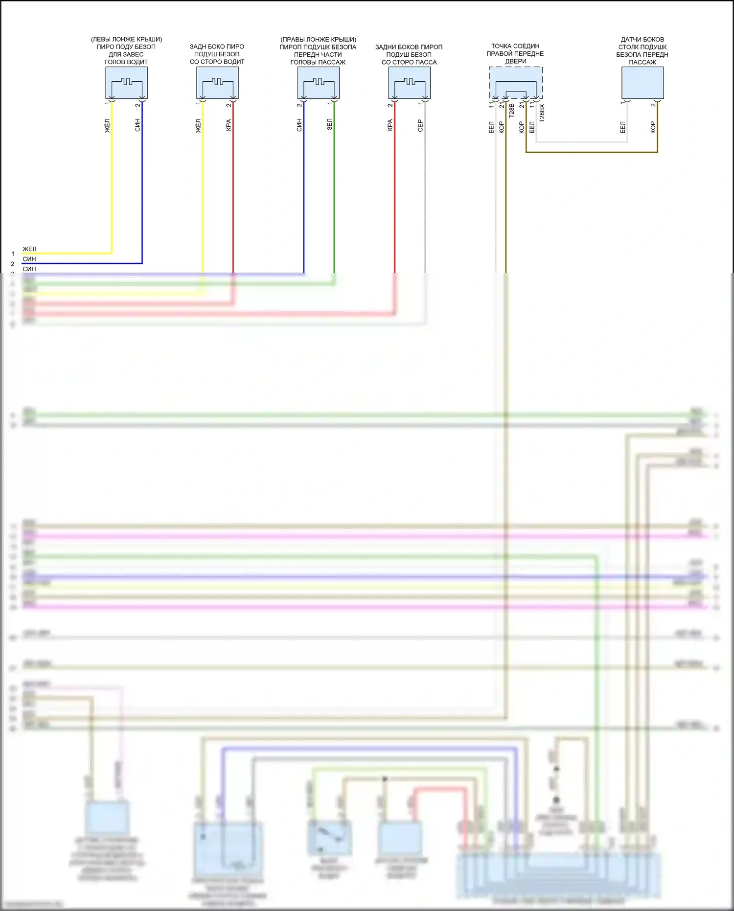 S4 Audi B9 рестайлинг (2019-2024): Электросхема подушек безопасности (2 из 5) 