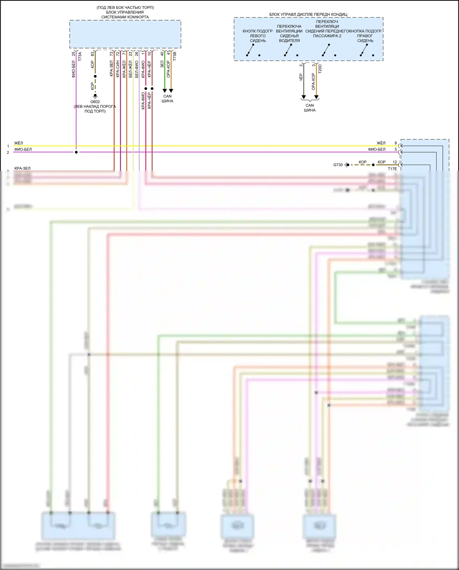 S4 Audi B9 рестайлинг (2019-2024): Электросхема обогреваемых сидений, с вентиляцией (2 из 2) 