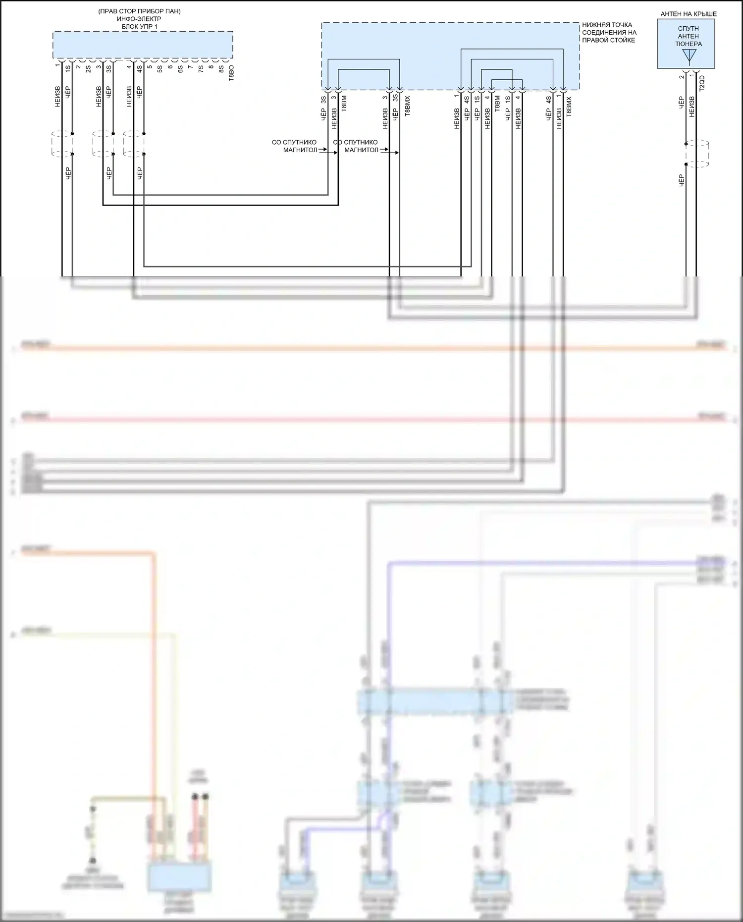 S4 Audi B9 рестайлинг (2019-2024): Электросхема навигации, без усилителя (2 из 3) 