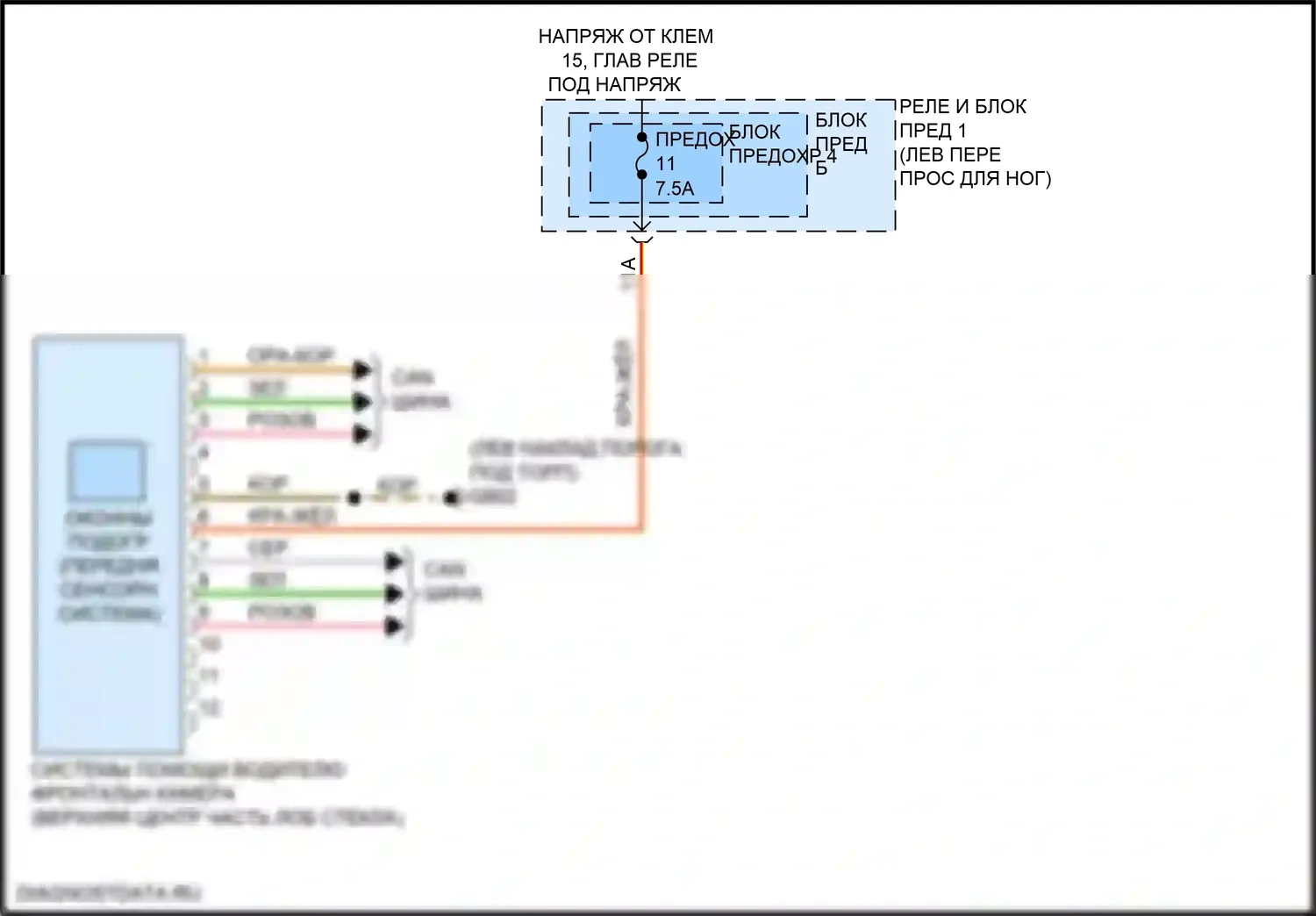 S4 Audi B9 рестайлинг (2019-2024): Электросхема сигнализации о выезде с полосы движения 