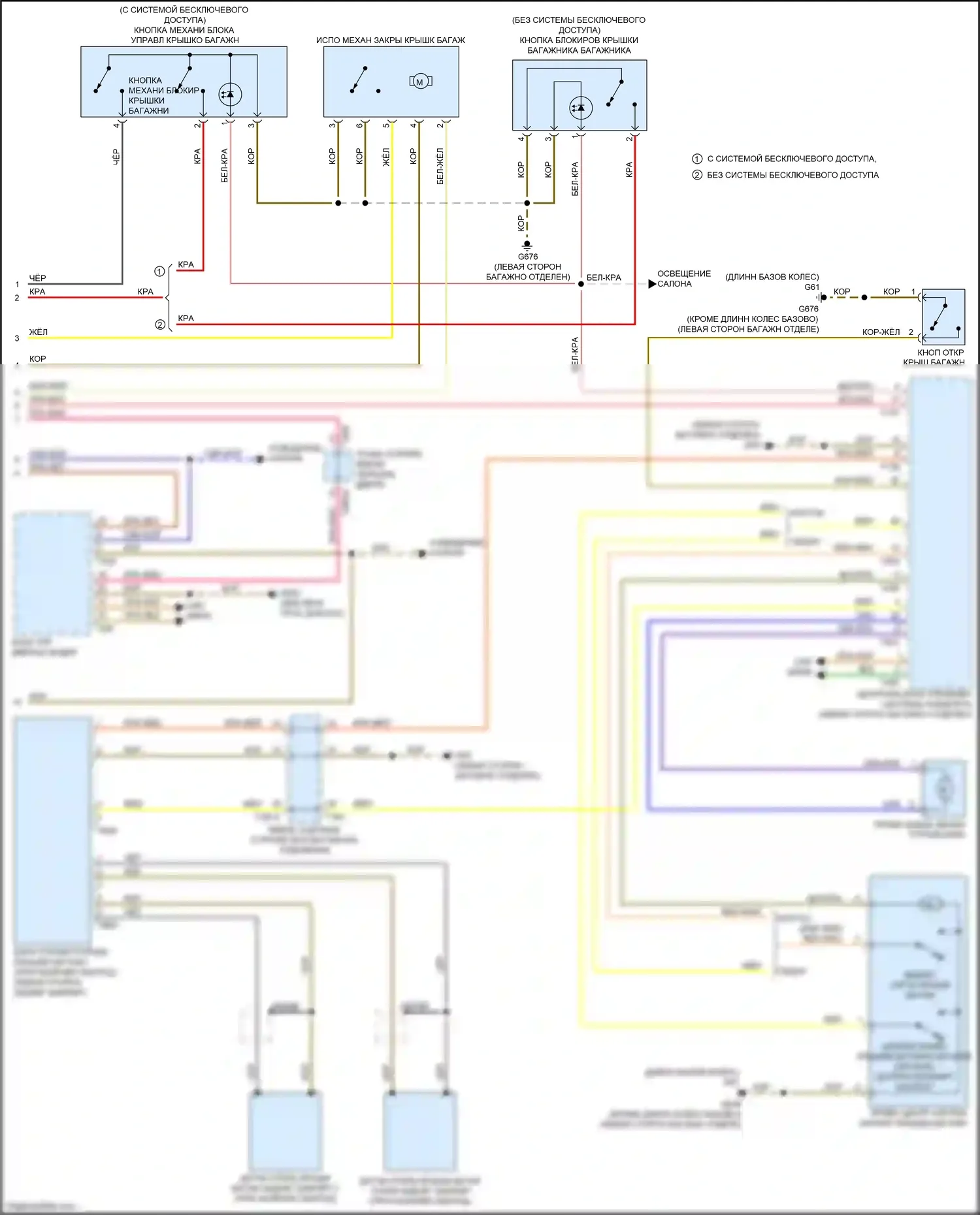 S4 Audi B9 (2016-2019): Электросхема открытия багажника и лючка топливного бака (2 из 2) 