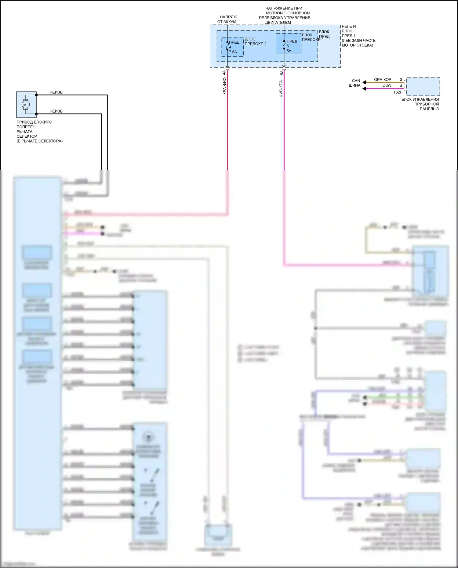 S4 Audi B9 (2016-2019): Электросхема блокировки селектора 