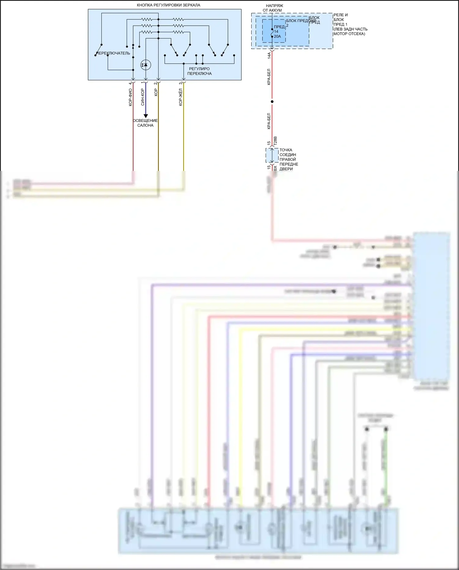 S4 Audi B9 (2016-2019): Электросхема памяти зеркал (2 из 2) 