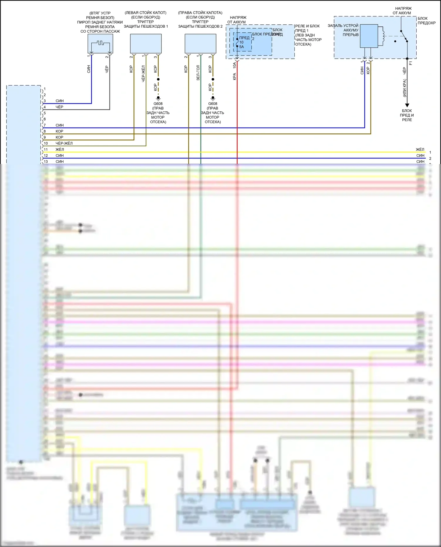 S4 Audi B9 (2016-2019): Электросхема подушек безопасности (1 из 5) 