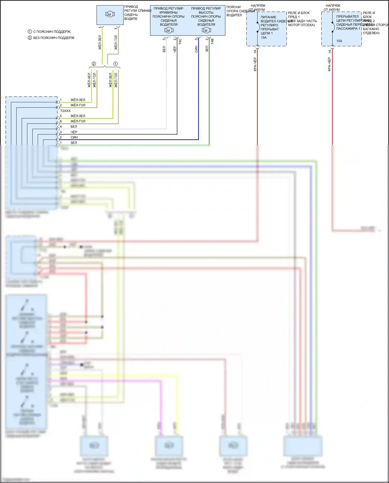 S4 Audi B9 (2016-2019): Электросхема сидений (1 из 2) 