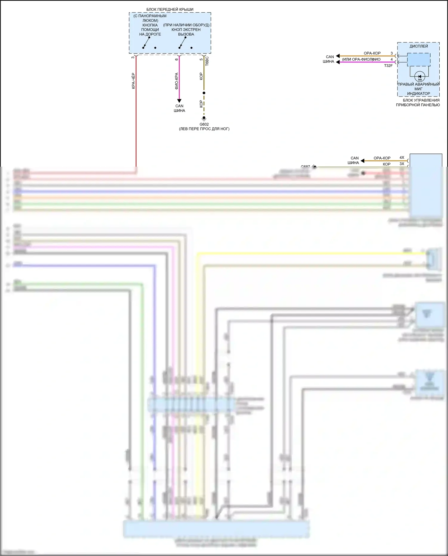 S4 Audi B9 (2016-2019): Электросхема экстренного вызова (2 из 2) 