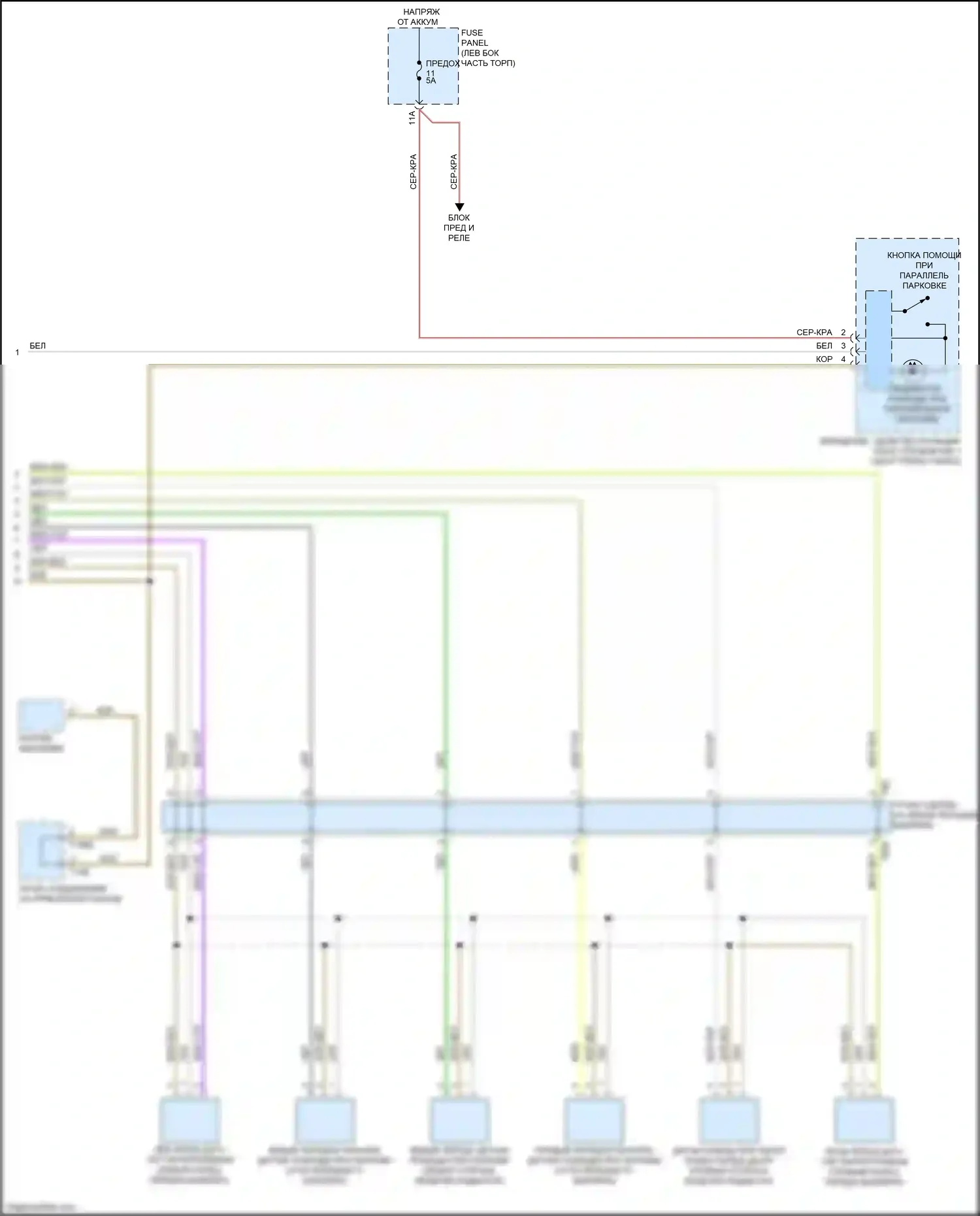 S4 Audi B9 (2016-2019): Электросхема парктроника, с параллельной парковкой (2 из 2) 