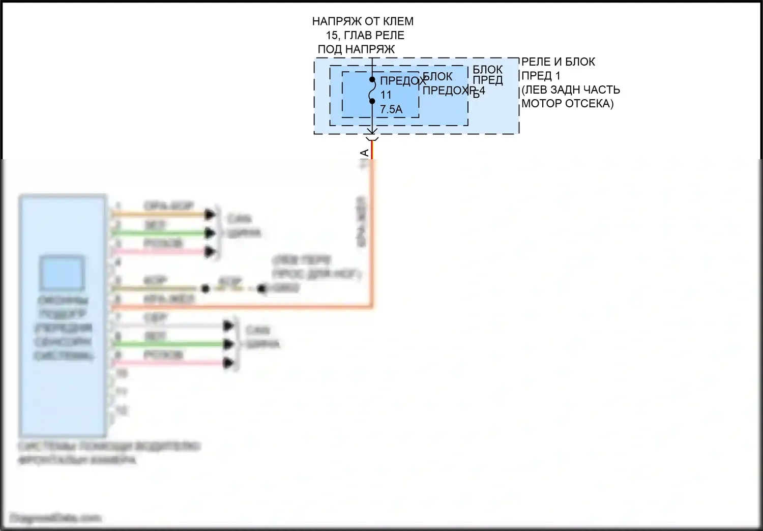 S4 Audi B9 (2016-2019): Электросхема сигнализации о выезде с полосы движения 