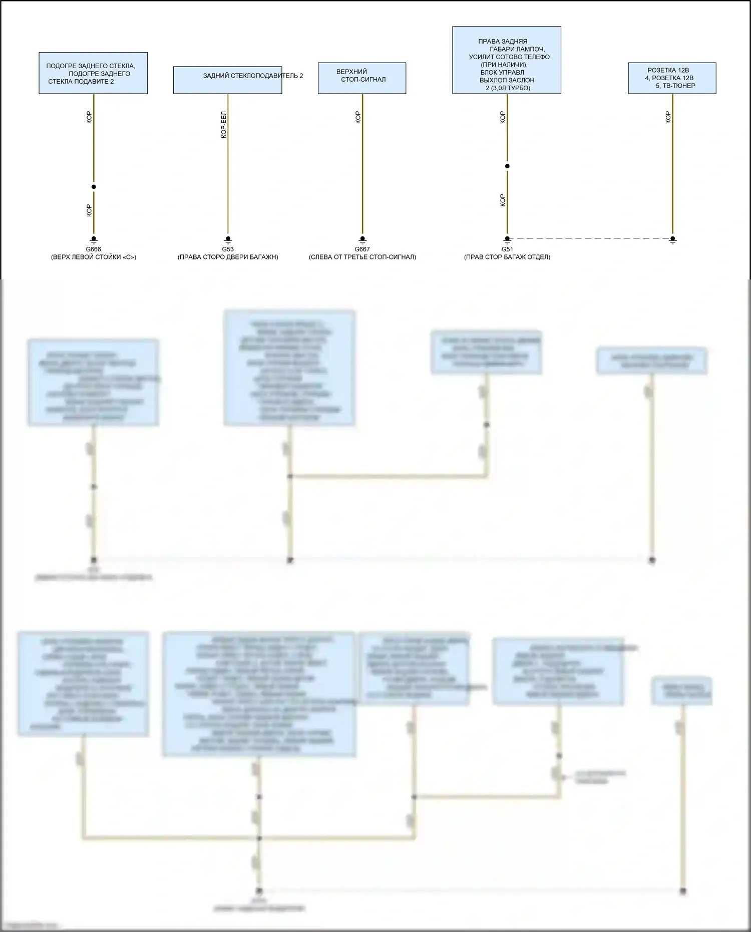 S4 Audi B9 (2016-2019): Электросхема точек подключения масс (2 из 4) 