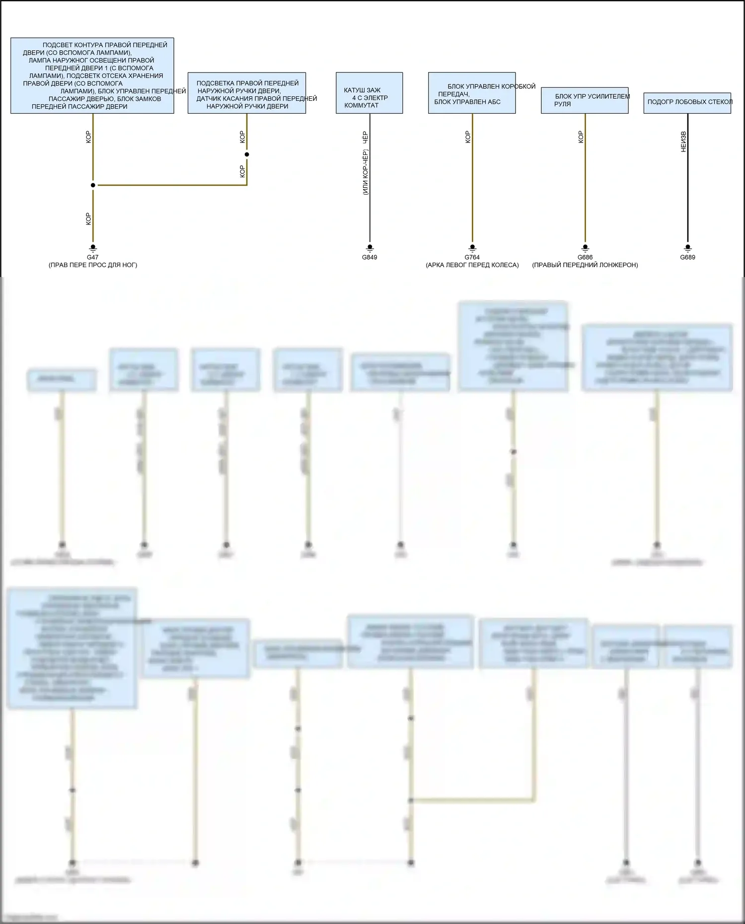 S4 Audi B9 (2016-2019): Электросхема точек подключения масс (4 из 4) 