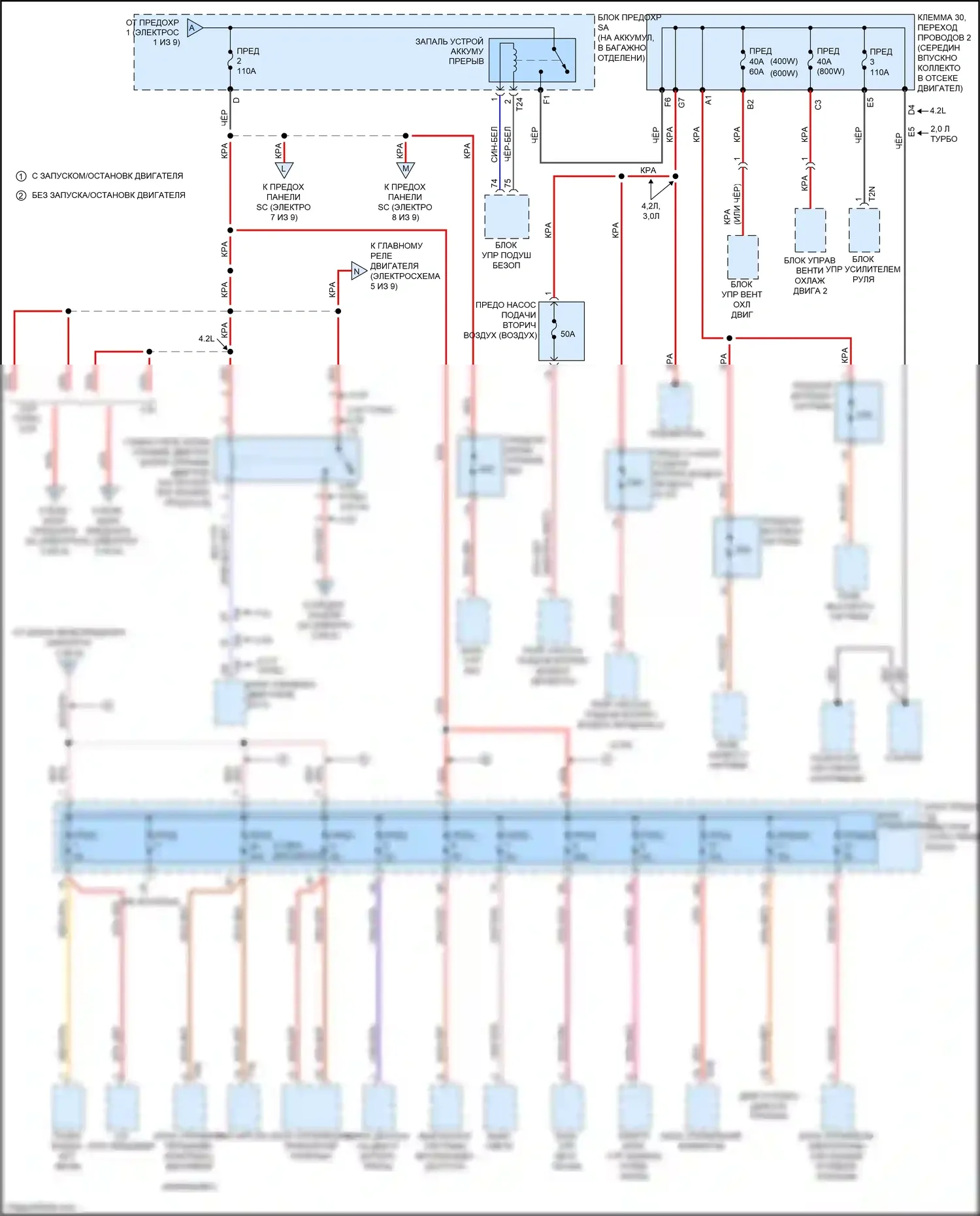 S5 Audi I рестайлинг (2011-2016): Электросхема блока предохранителей реле (2 из 9) 