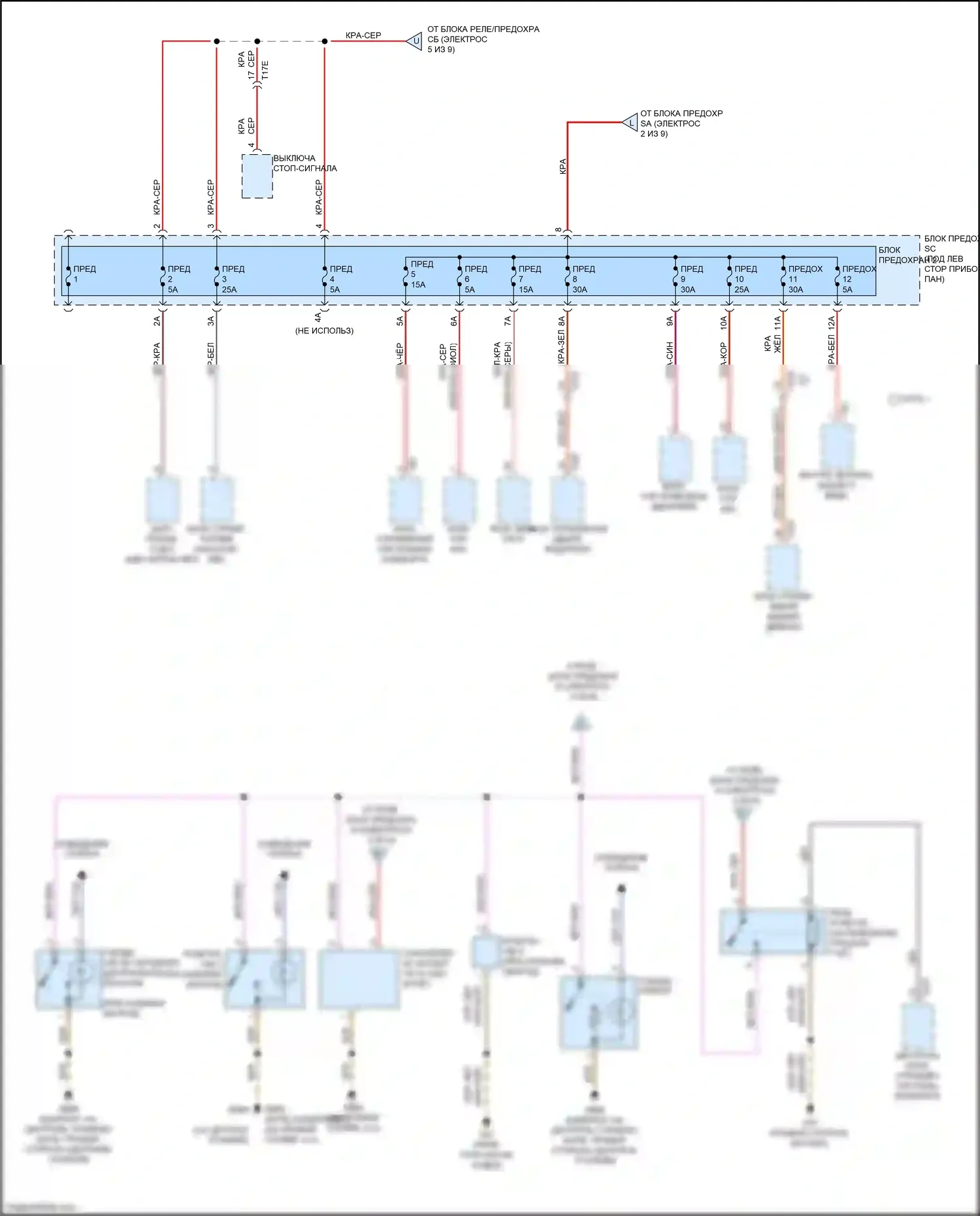 S5 Audi I рестайлинг (2011-2016): Электросхема блока предохранителей реле (7 из 9) 