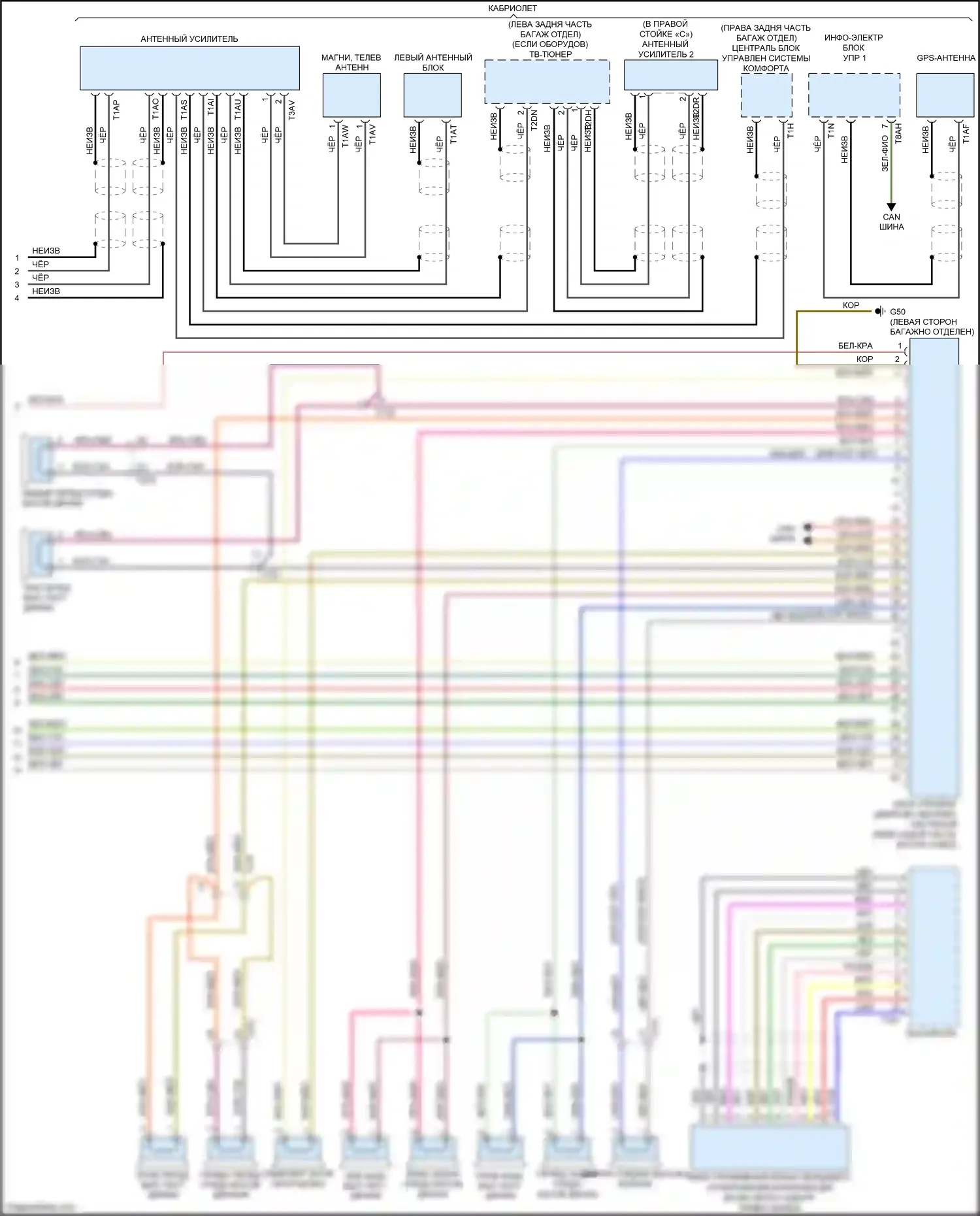 S5 Audi I рестайлинг (2011-2016): Электросхема радиосистемы, стандартная информационно-развлекательная система (2 из 2) 