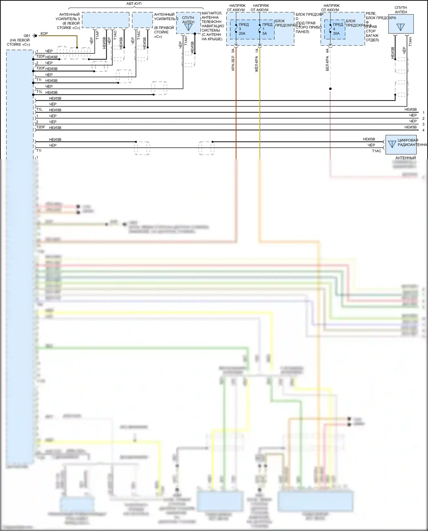 S5 Audi I рестайлинг (2011-2016): Электросхема навигации, стандартные информационно-развлекательные системы (1 из 2) 