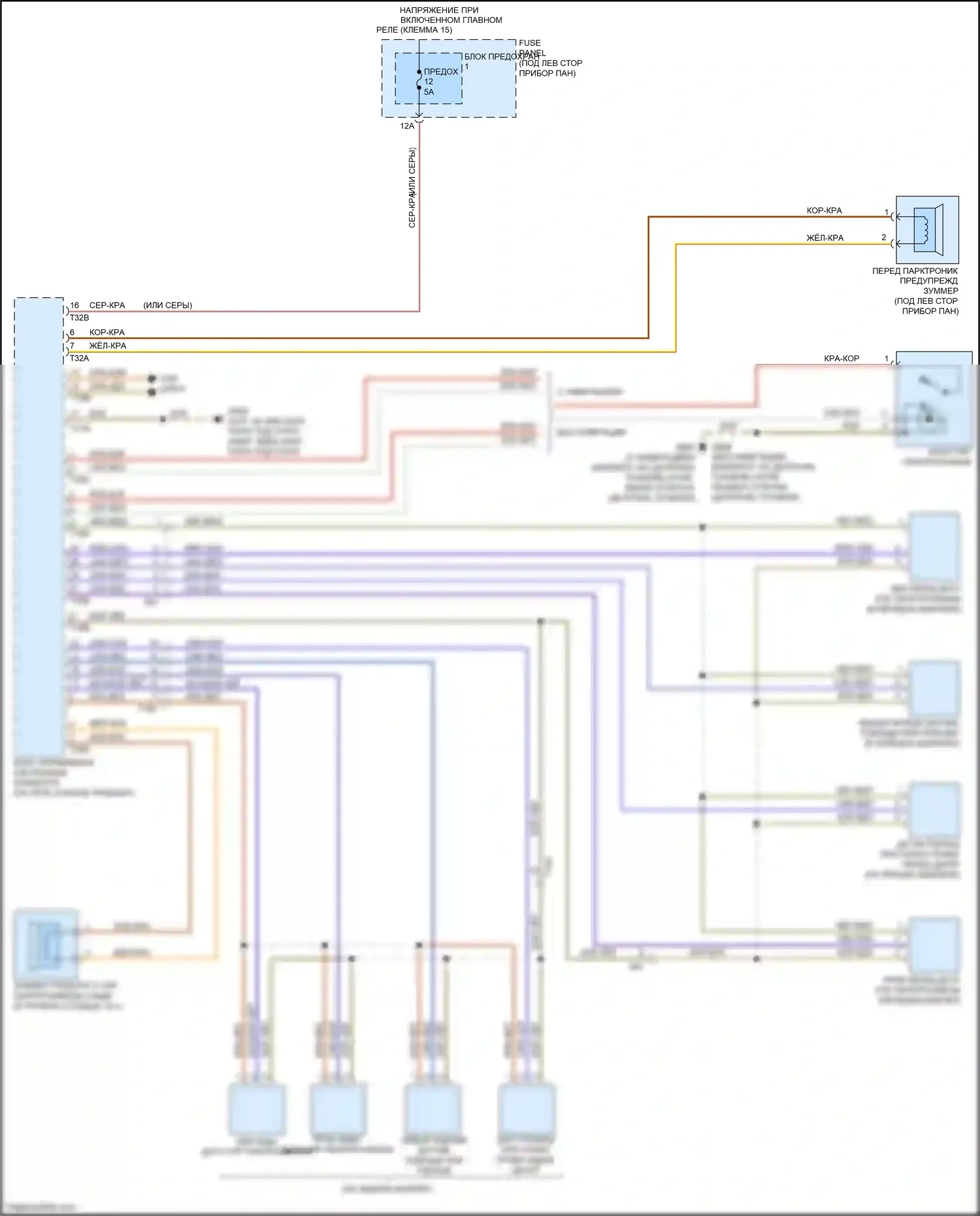 S5 Audi I рестайлинг (2011-2016): Электросхема парктроника 