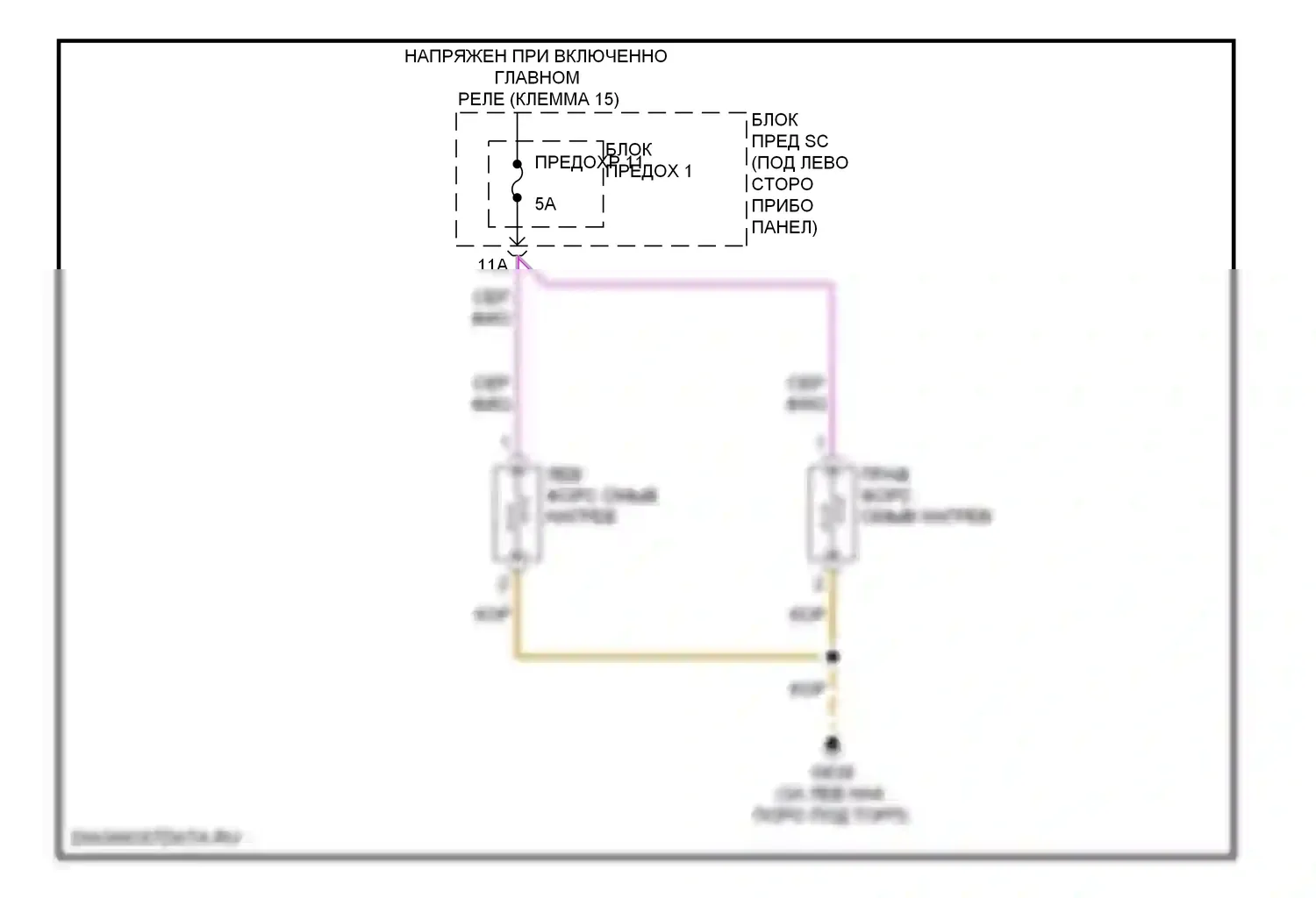 S5 Audi I (2007-2011): Электросхема подогрева форсунки 