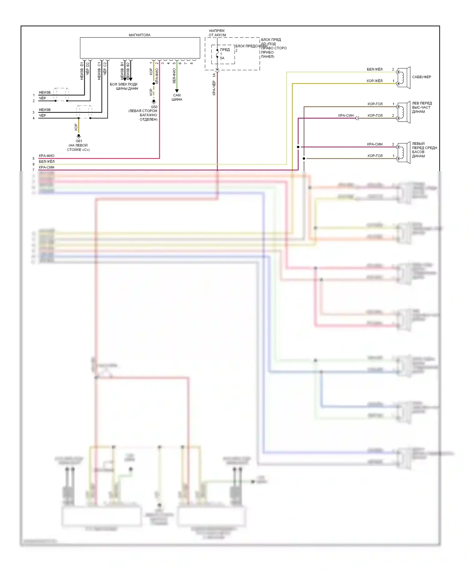 S5 Audi I (2007-2011): Электросхема магнитолы, стандарт mmi (3 из 3) 