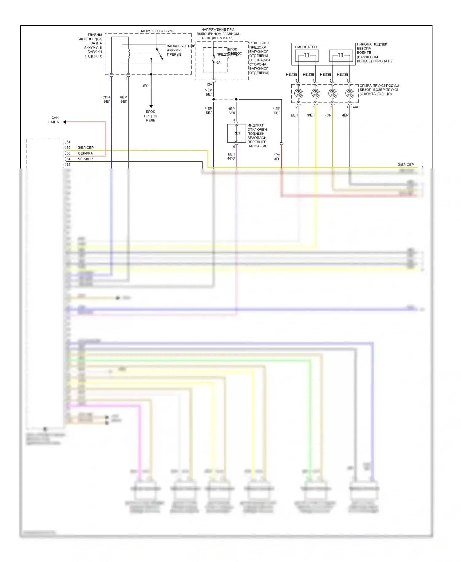 S5 Audi I (2007-2011): Электросхема подушек безопасности (1 из 3) 