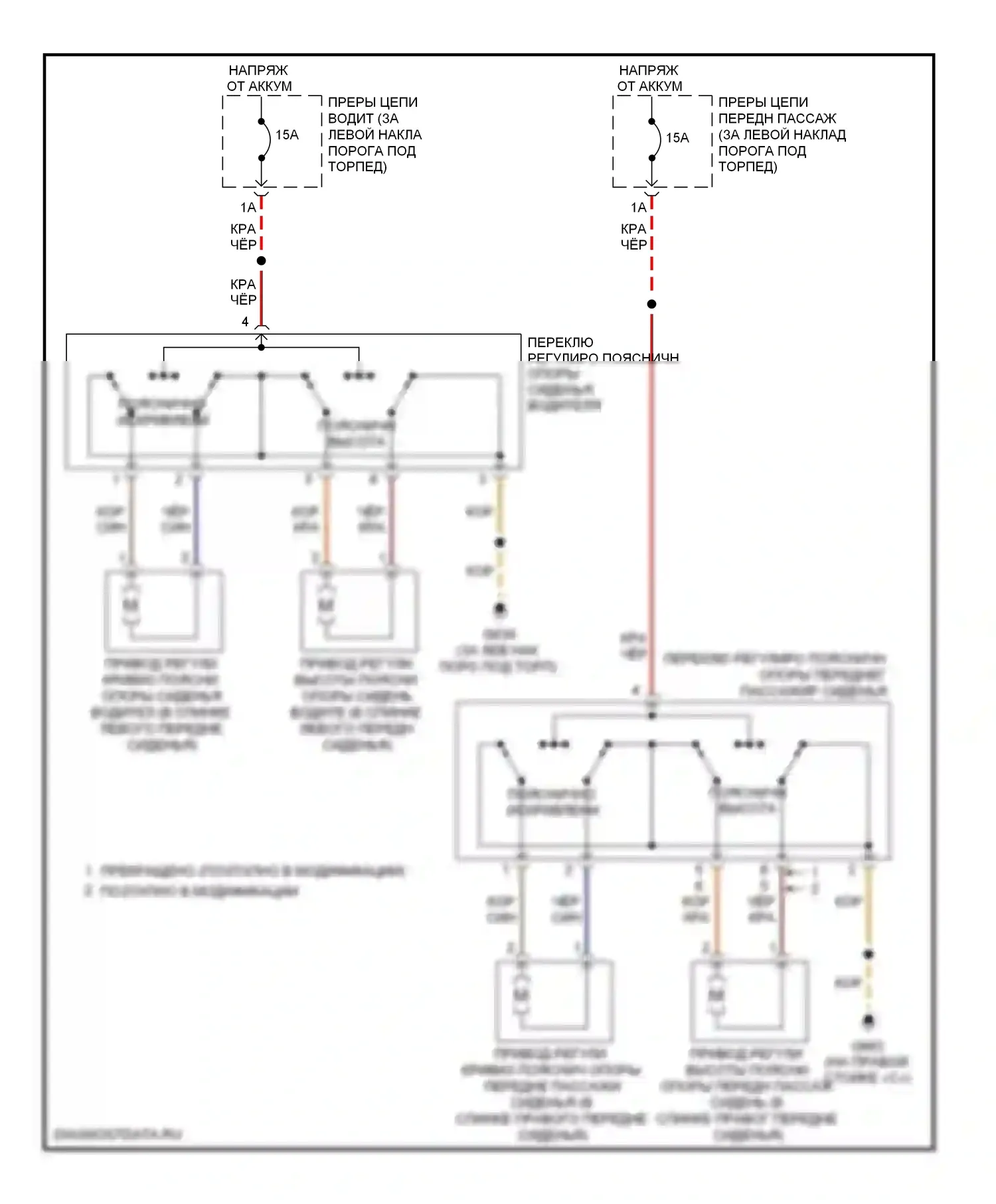 S5 Audi I (2007-2011): Поясничная электросхема, с сиденьями 