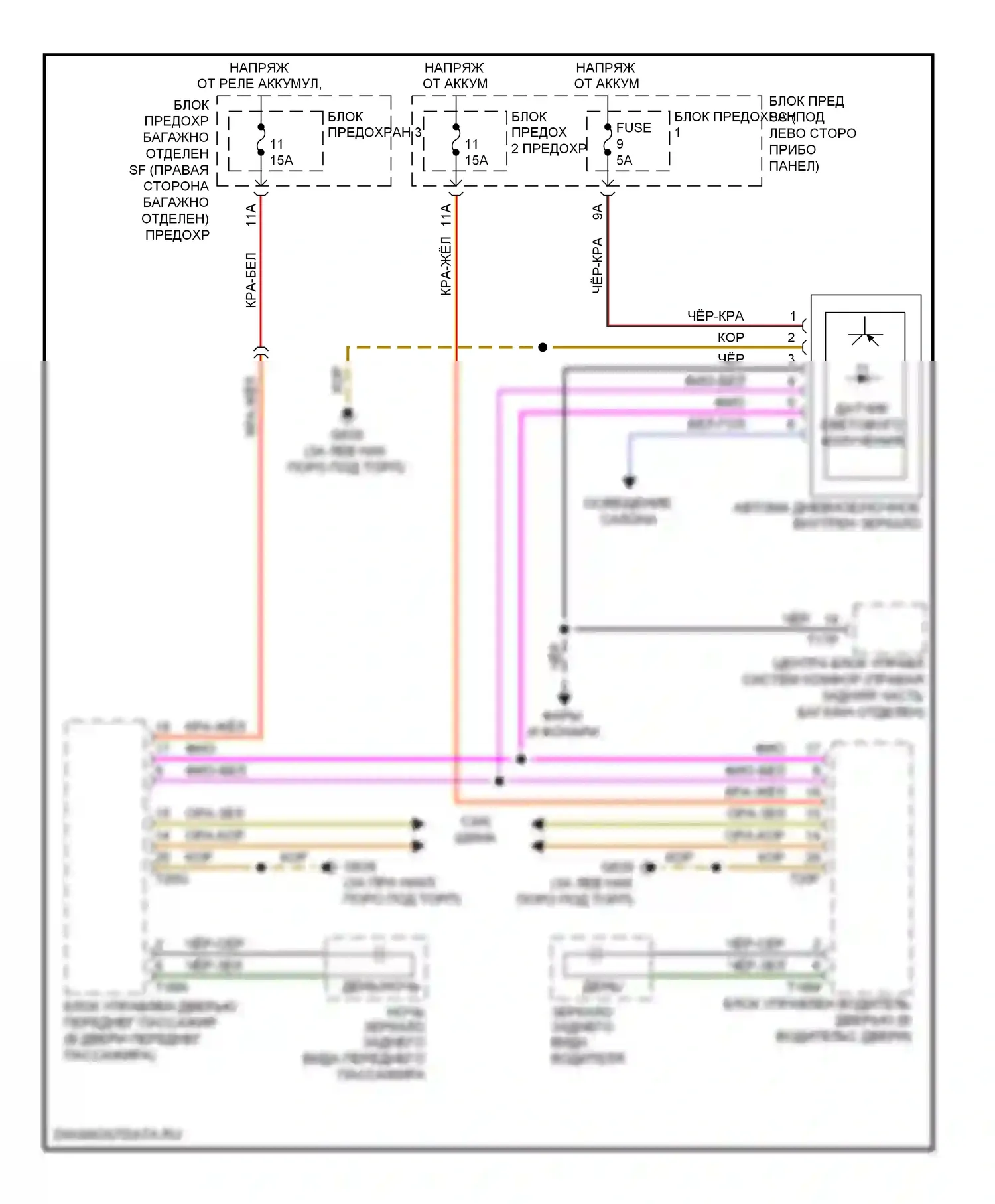 S5 Audi I (2007-2011): Автоматическая электросхема дневного/ночного зеркала, без датчика влажности 