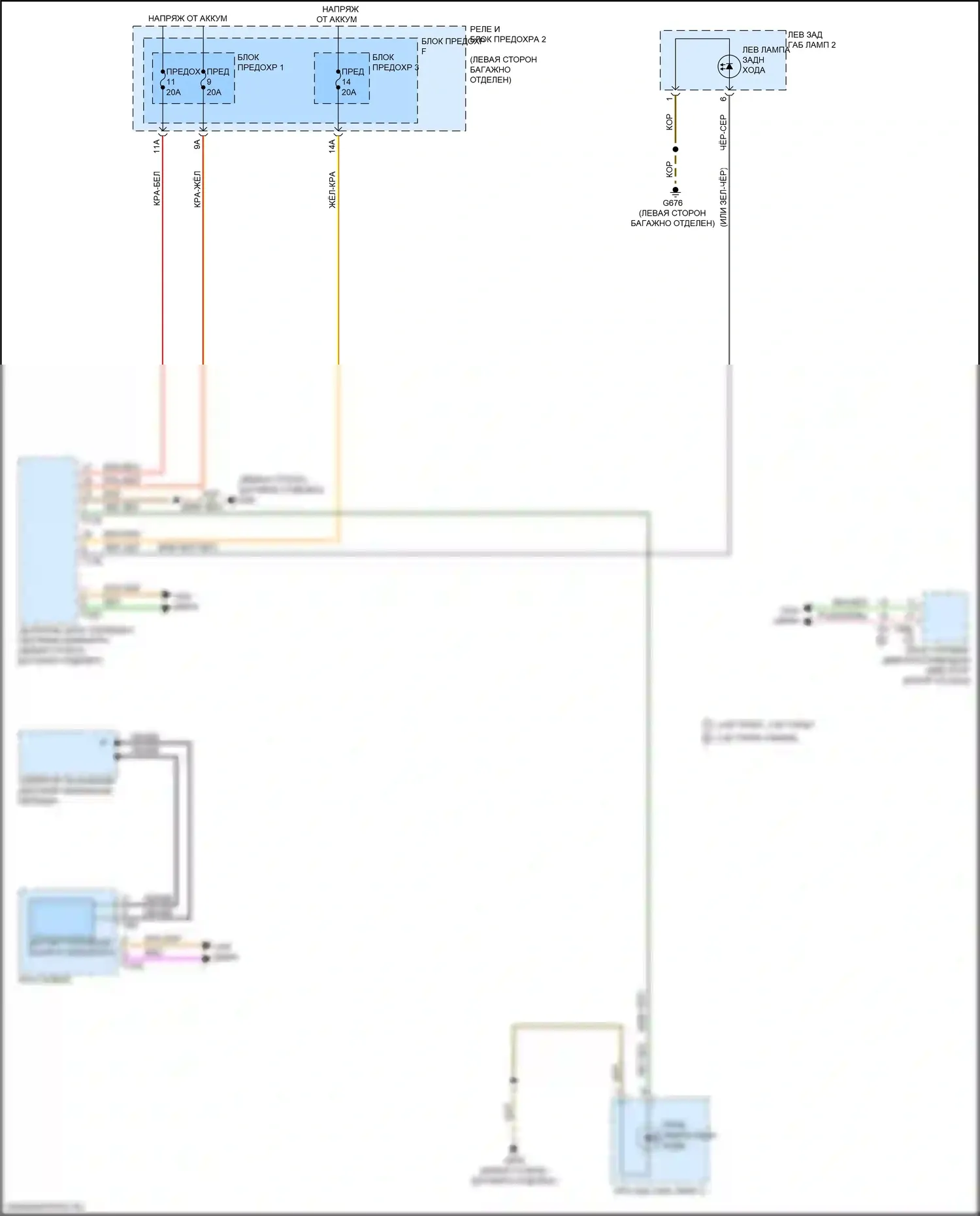 S5 Audi II рестайлинг (2019-2024): Электросхема фонарей заднего хода 