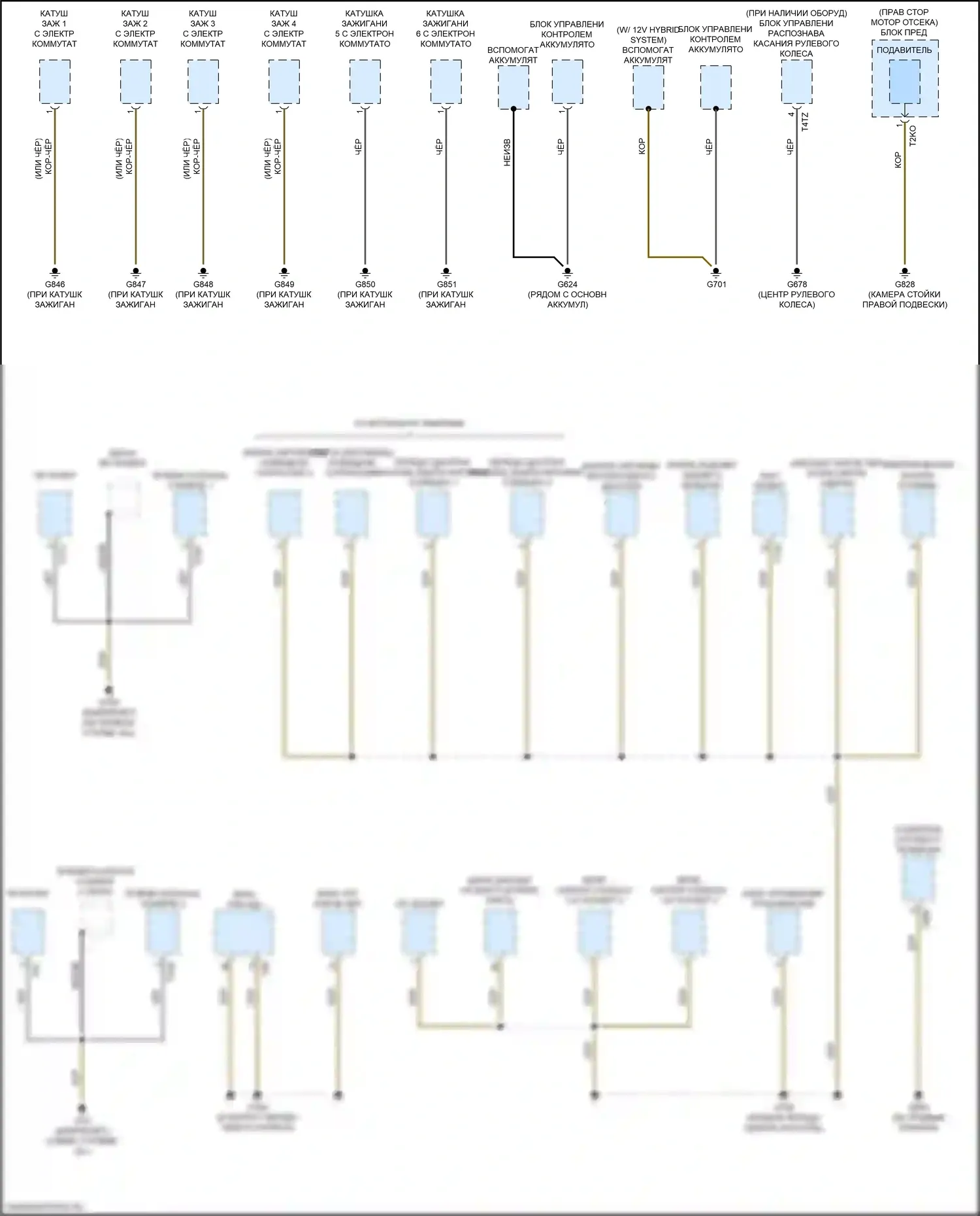 S5 Audi II рестайлинг (2019-2024): Электросхема точек подключения масс (6 из 9) 