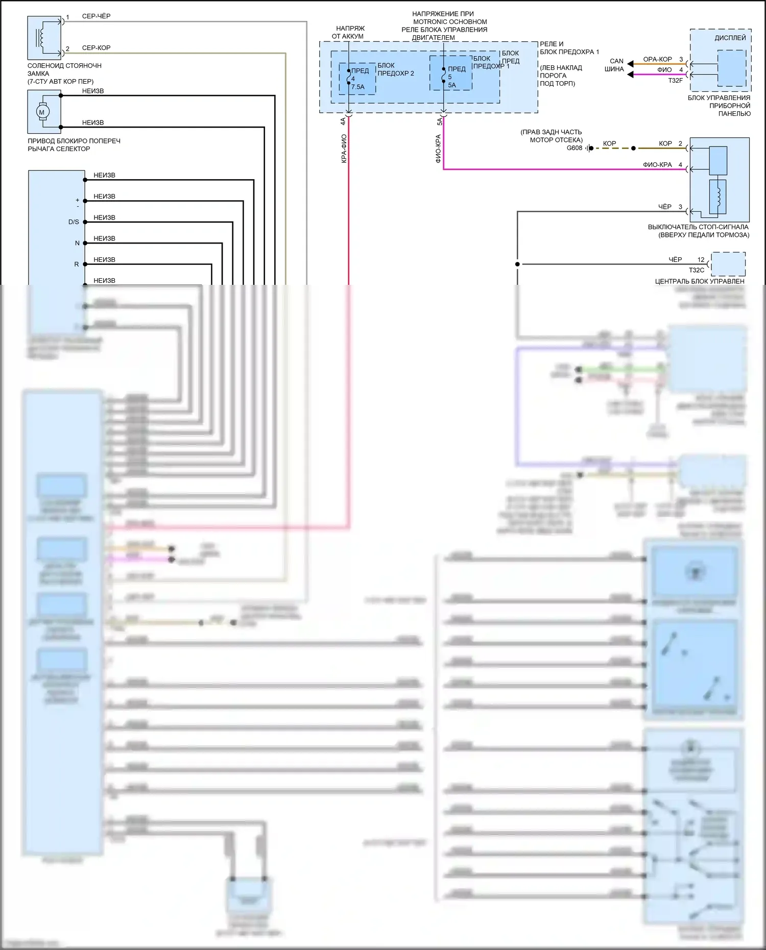 S5 Audi II (2016-2019): Электросхема блокировки селектора 