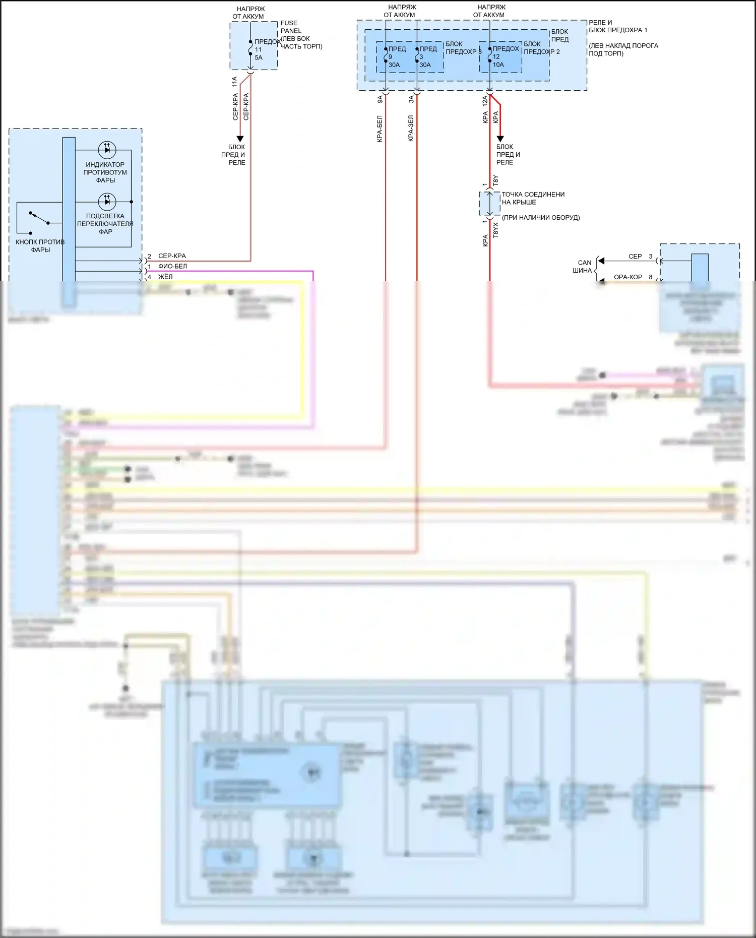 S5 Audi II (2016-2019): Электросхема фар, с ксеноном (1 из 2) 