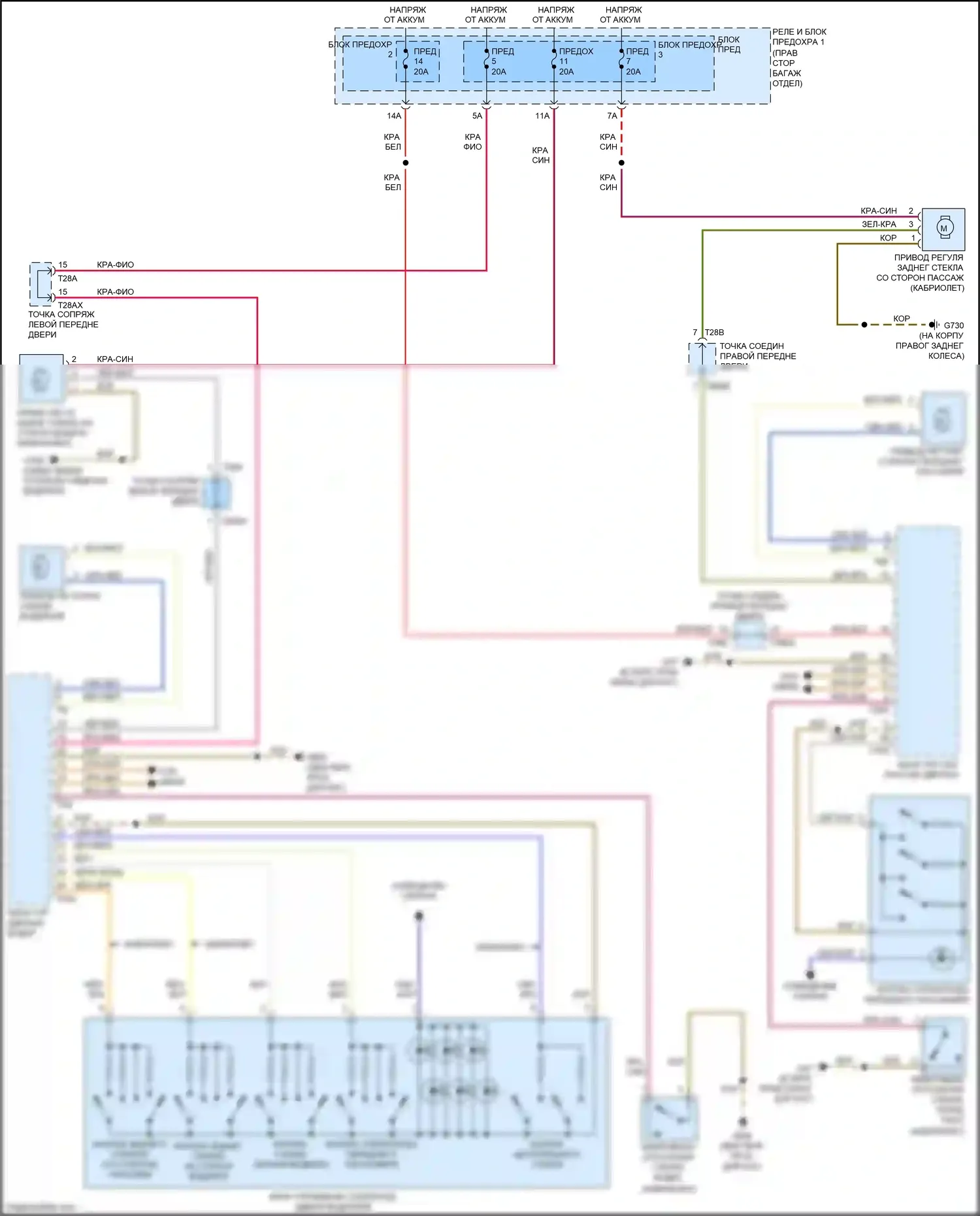 S5 Audi II (2016-2019): Стеклоподъемники электросхема 
