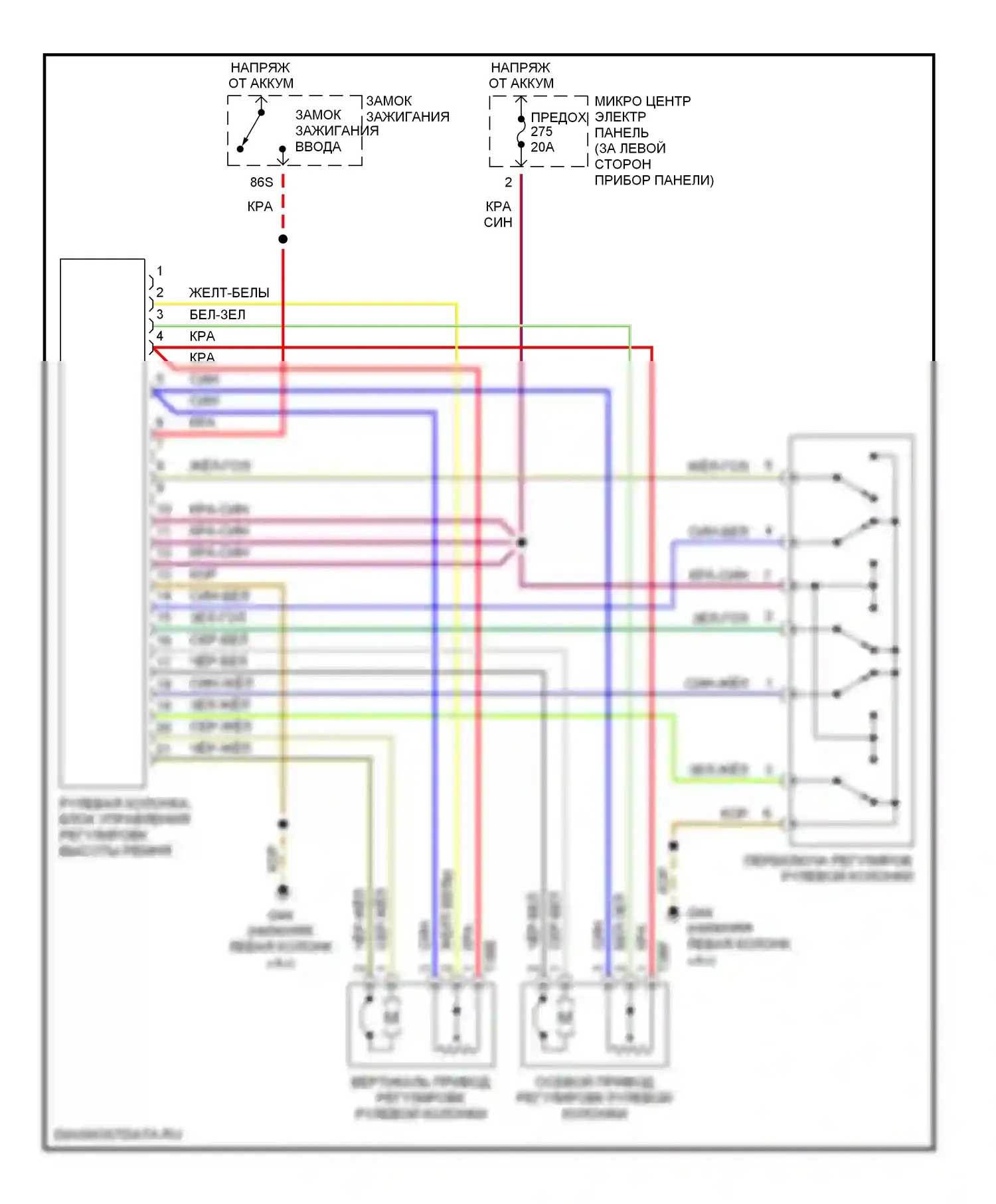 S6 Audi C5 (1999-2004): Электросхема рулевая колонка 
