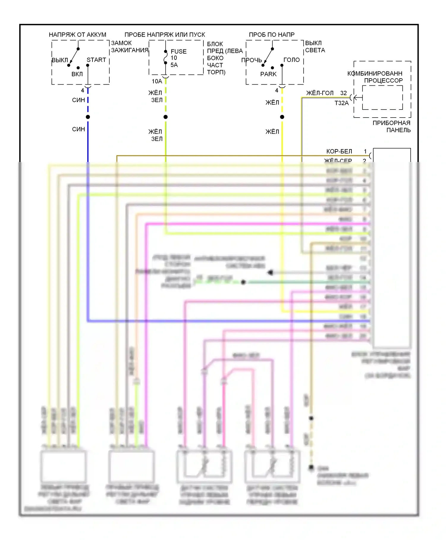 S6 Audi C5 (1999-2004): Электросхема корректора фар 