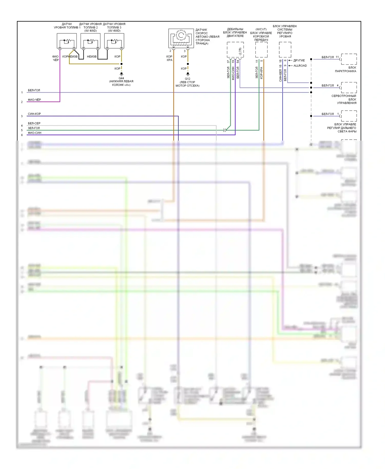 S6 Audi C5 (1999-2004): Электросхема приборной панели (2 из 2) 