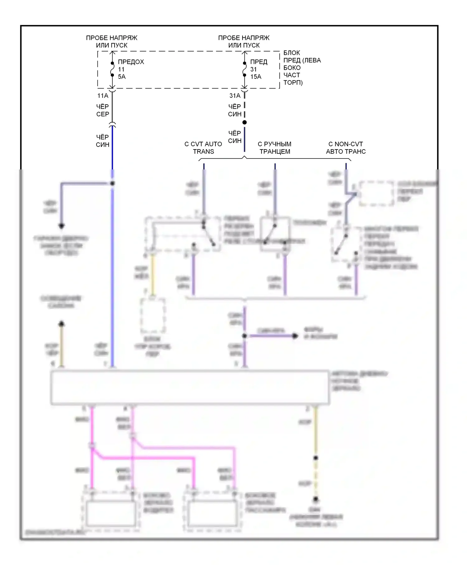 S6 Audi C5 (1999-2004): Электросхема автоматического дневного/ночного зеркала 