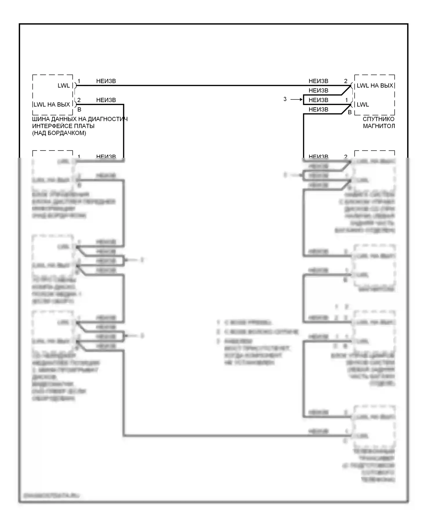 S6 Audi C6 рестайлинг (2008-2011): Большинство данных электросхема шины, ранний выпуск 