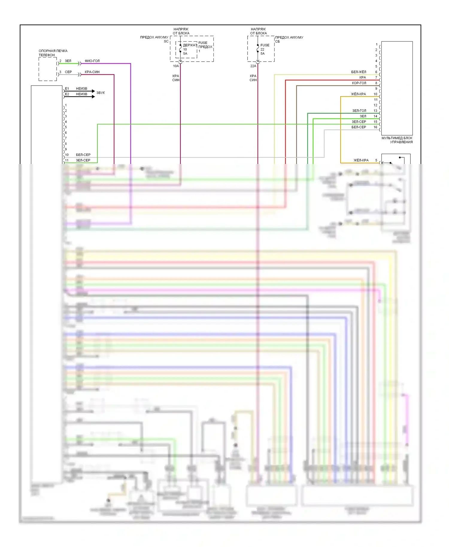 S6 Audi C6 рестайлинг (2008-2011): Электросхема блока управления дисплея передней информации, поздний выпуск 
