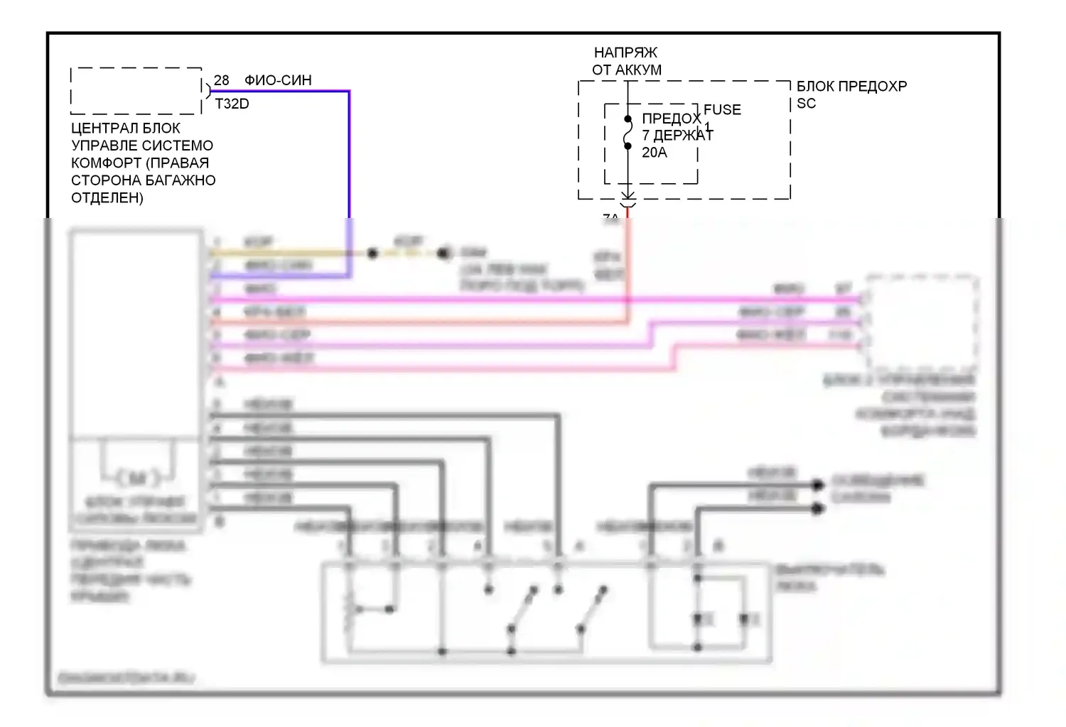 S6 Audi C6 рестайлинг (2008-2011): Электросхема складной крыши/люка 
