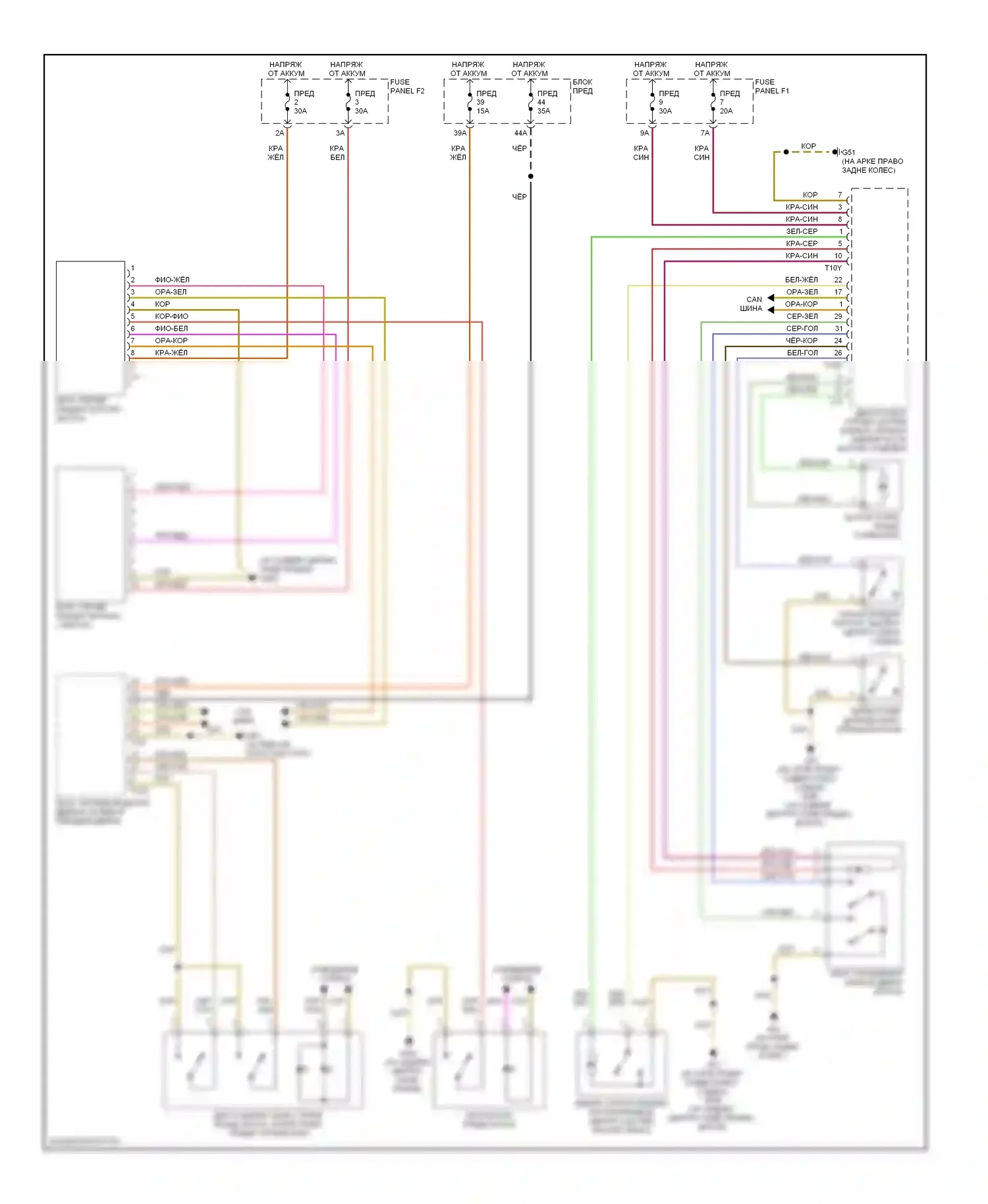 S6 Audi C6 (2006-2008): Электросхема багажника, двери багажника, лючка топливного бака 
