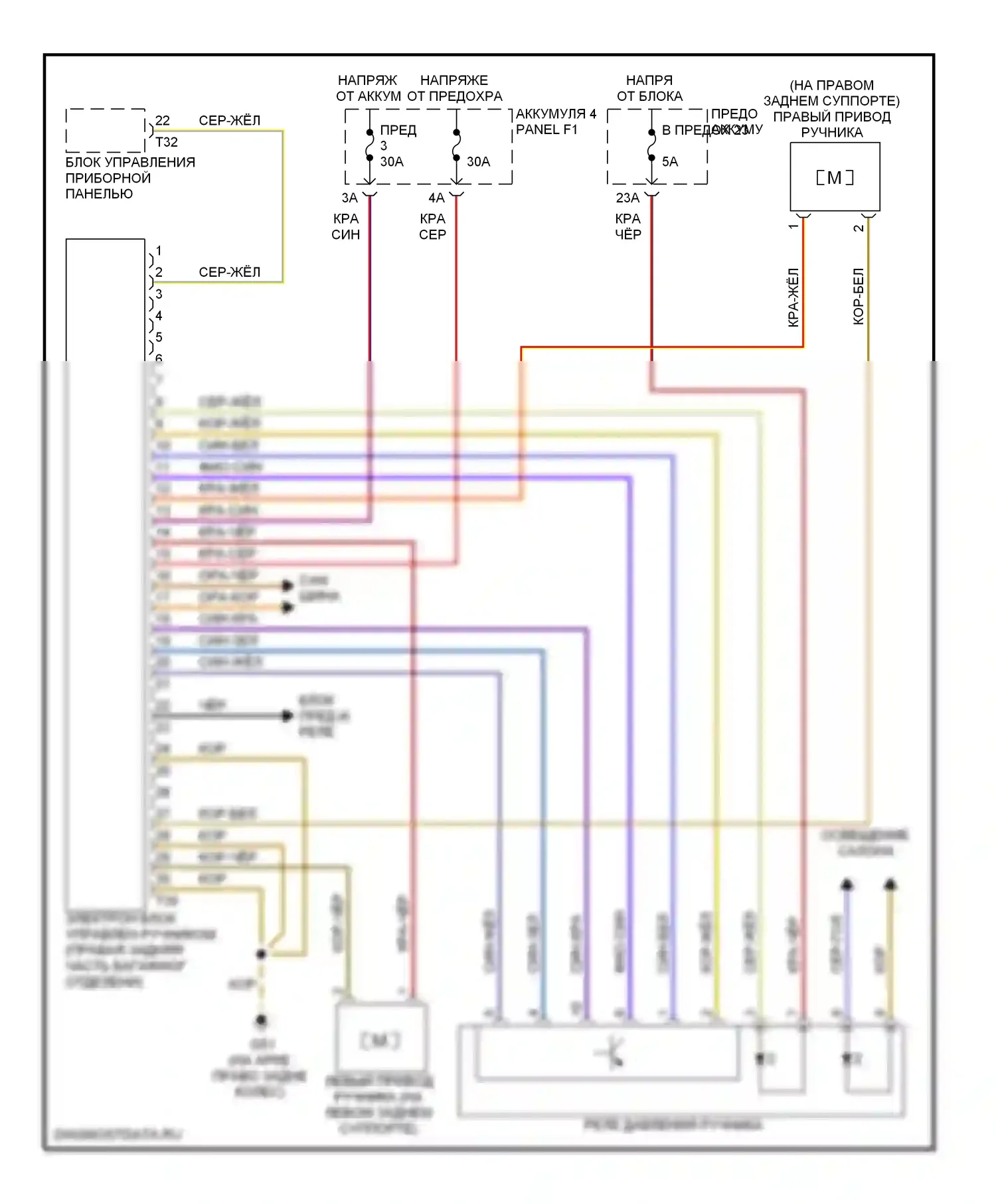 S6 Audi C6 (2006-2008): Электронная электросхема ручника 