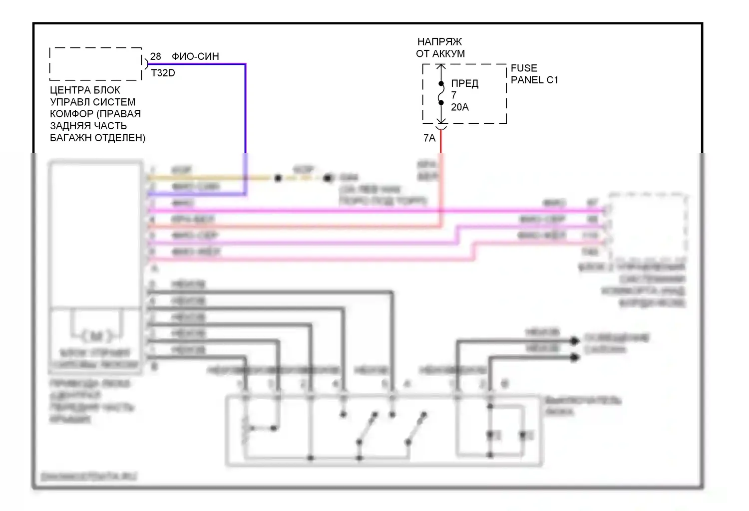 S6 Audi C6 (2006-2008): Электросхема складной крыши/люка 