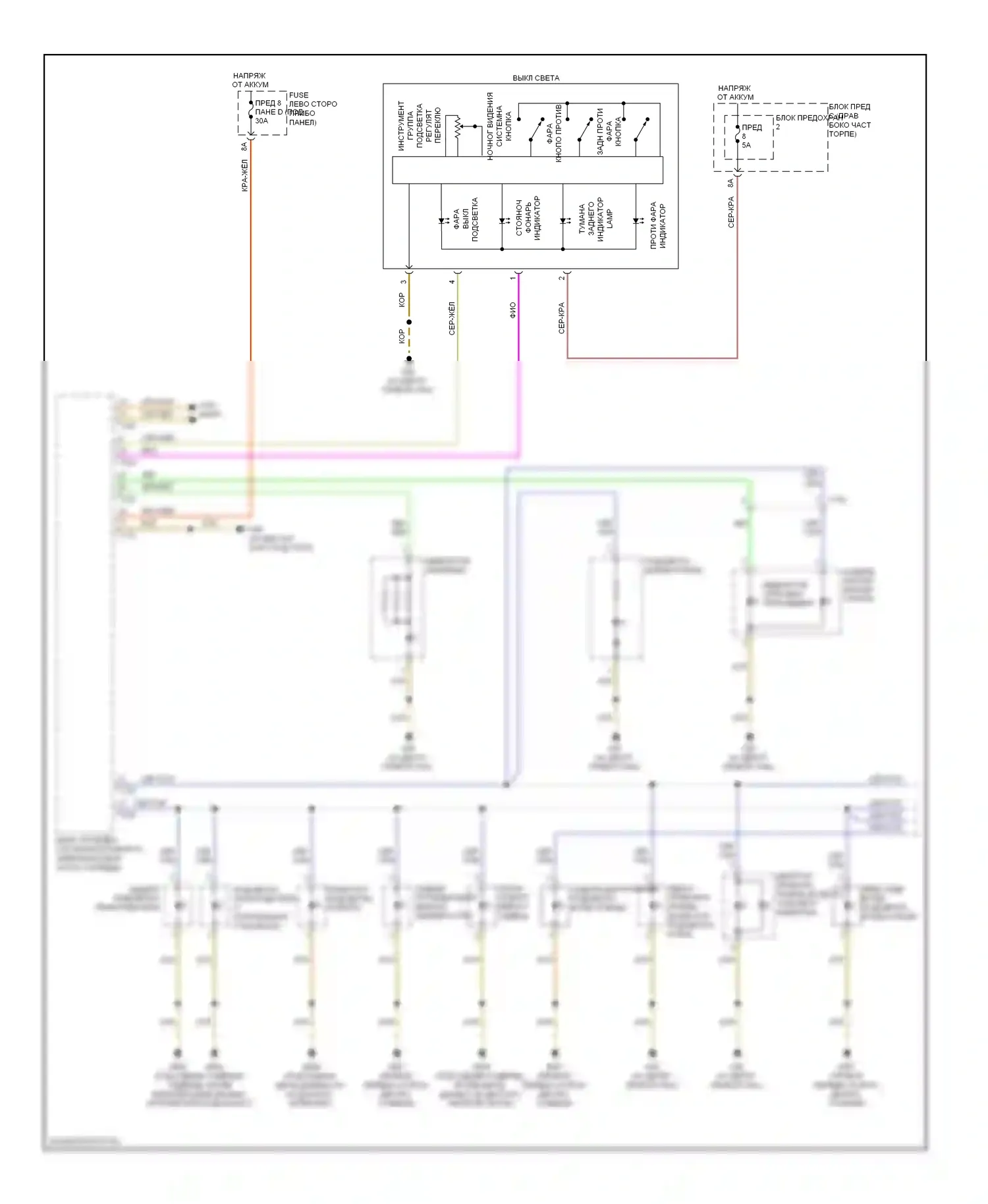 S6 Audi C7 (2012-2014): Электросхема подсветки приборной панели (1 из 3) 