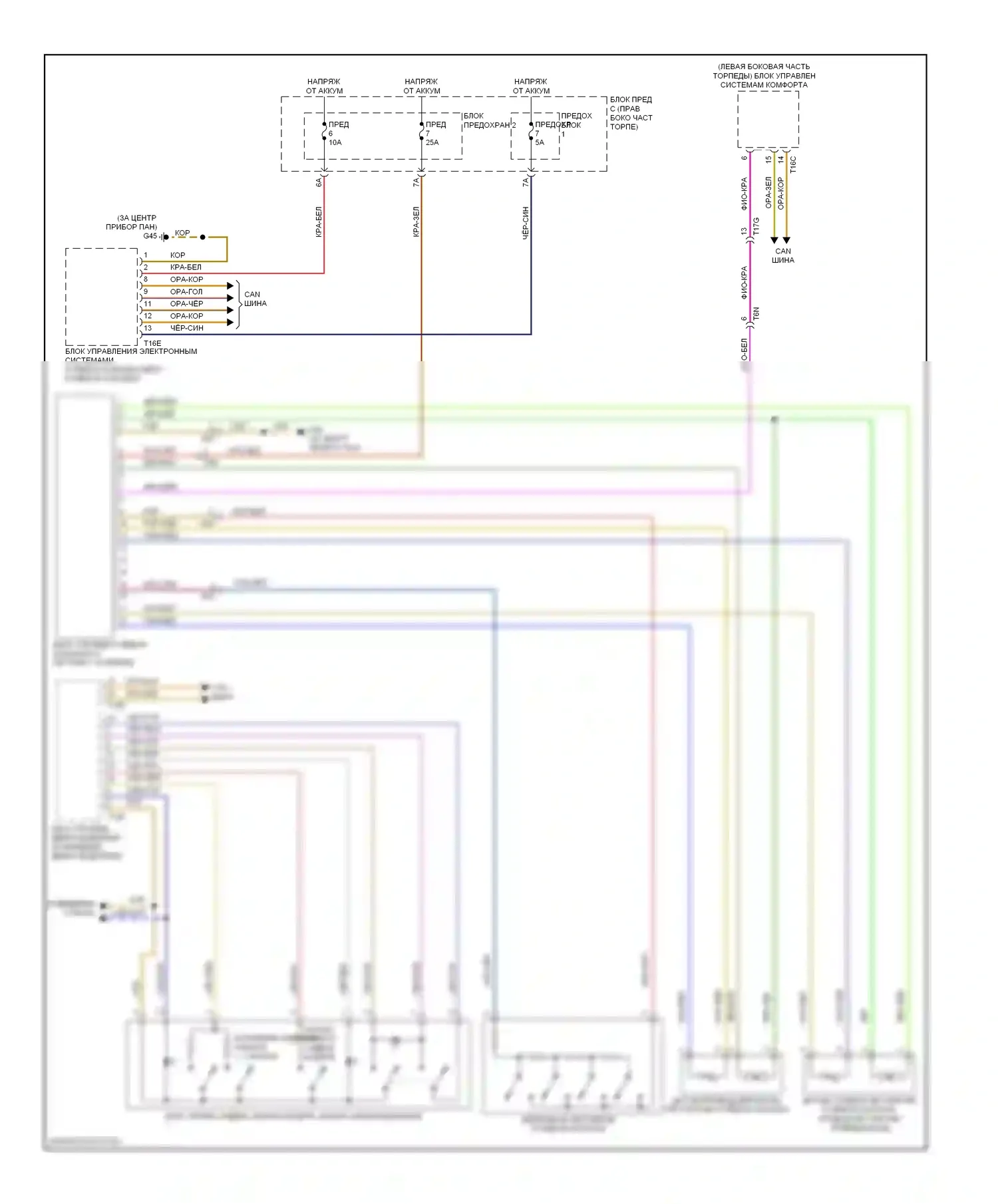 S6 Audi C7 (2012-2014): Электросхема памяти рулевой колонки 