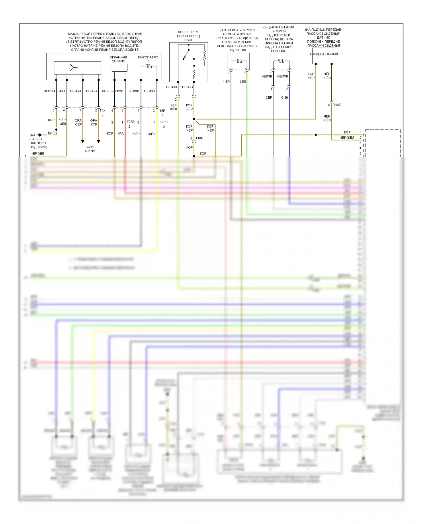 S6 Audi C7 (2012-2014): Электросхема подушек безопасности (3 из 3) 