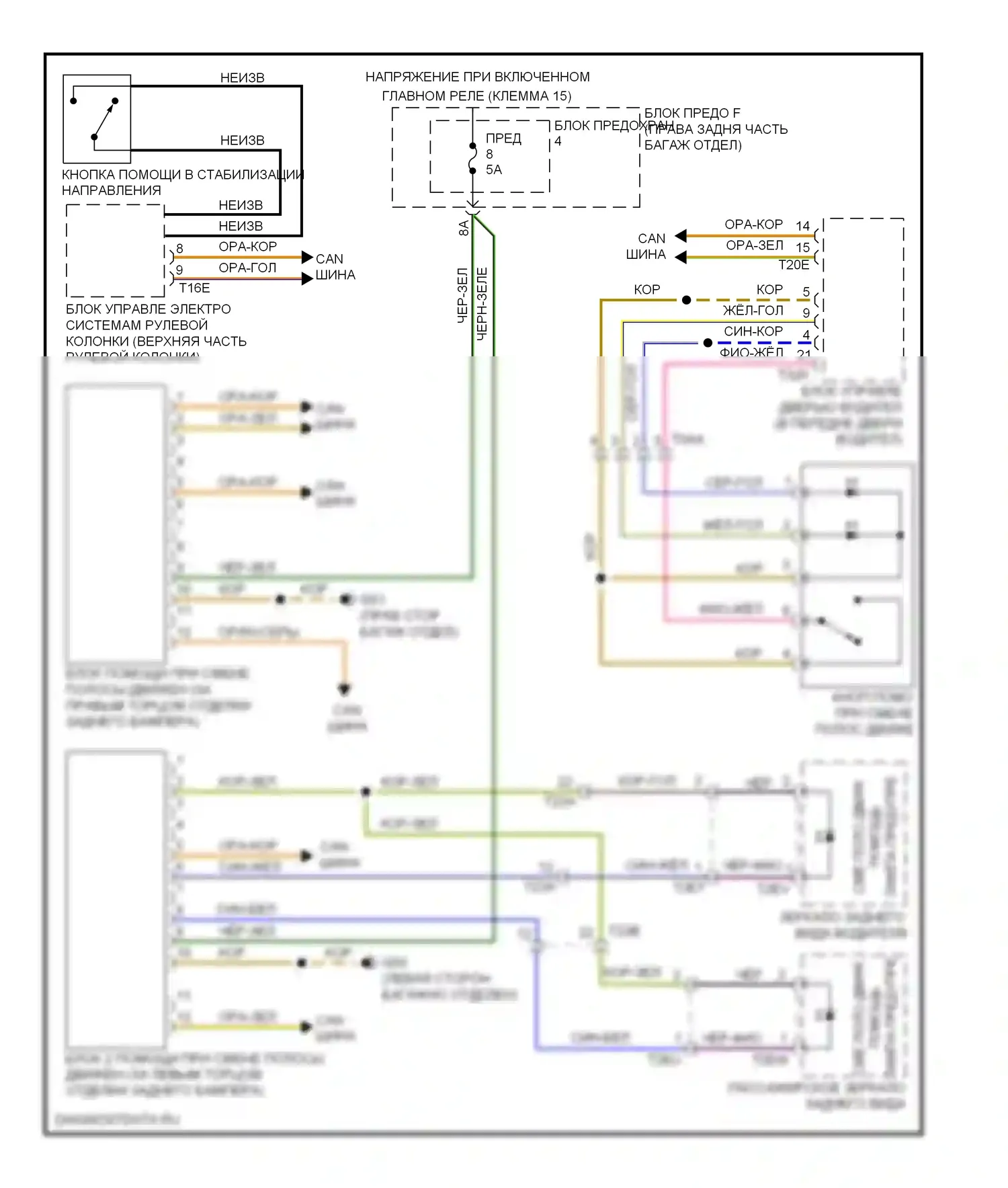 S6 Audi C7 (2012-2014): Электросхема помощи при смене полосы движения 