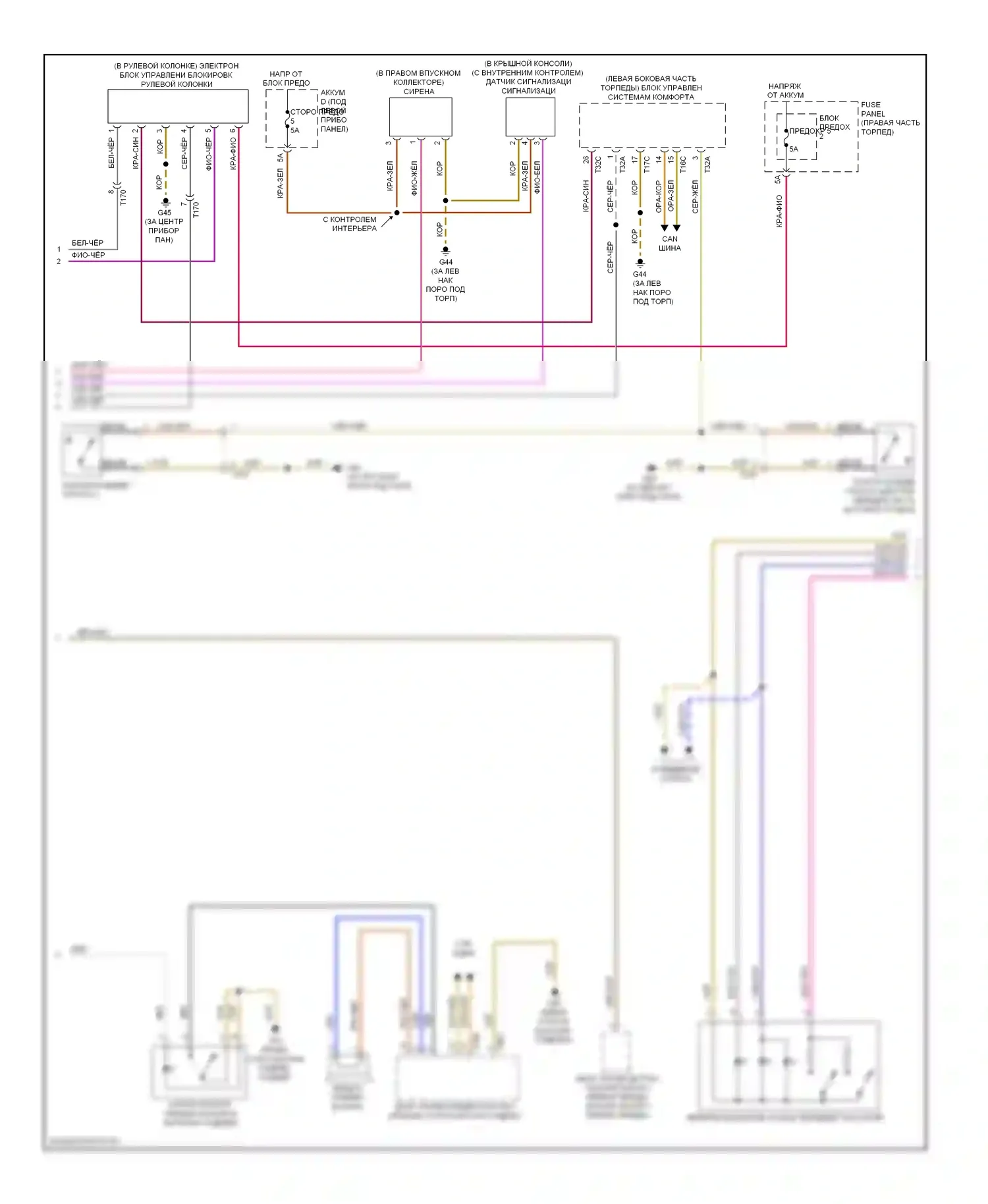 S6 Audi C7 (2012-2014): Электросхема центрального замка (5 из 6) 