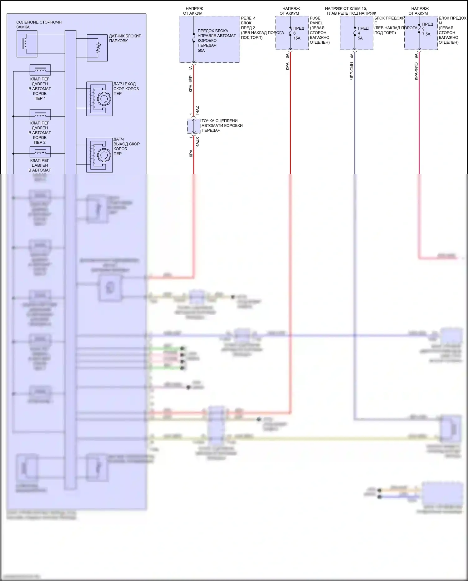 S6 Audi C8 (2019-2024): Электросхема автоматической коробки передач (1 из 2) 