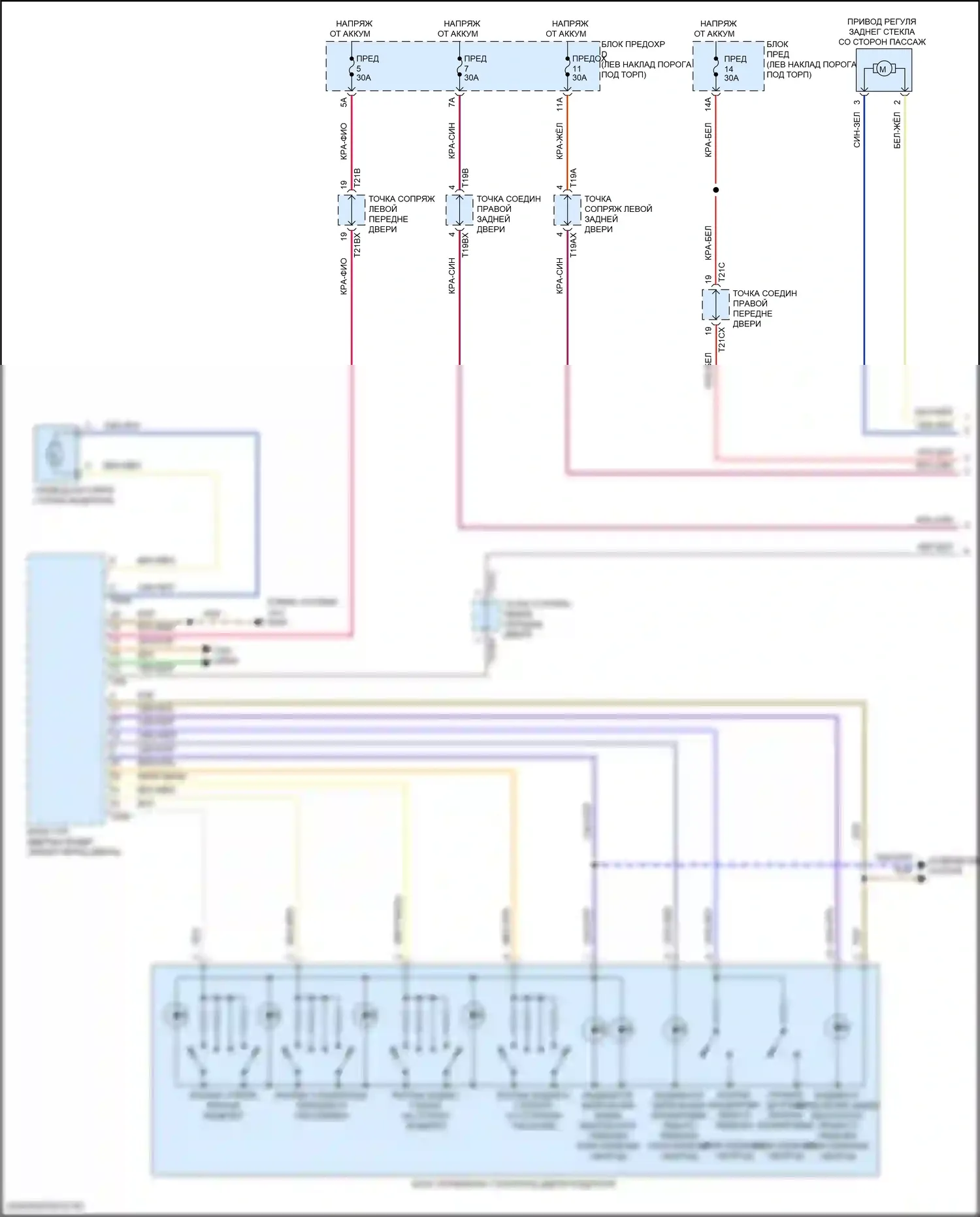 S6 Audi C8 (2019-2024): Электросхема стеклоподъемников (1 из 2) 
