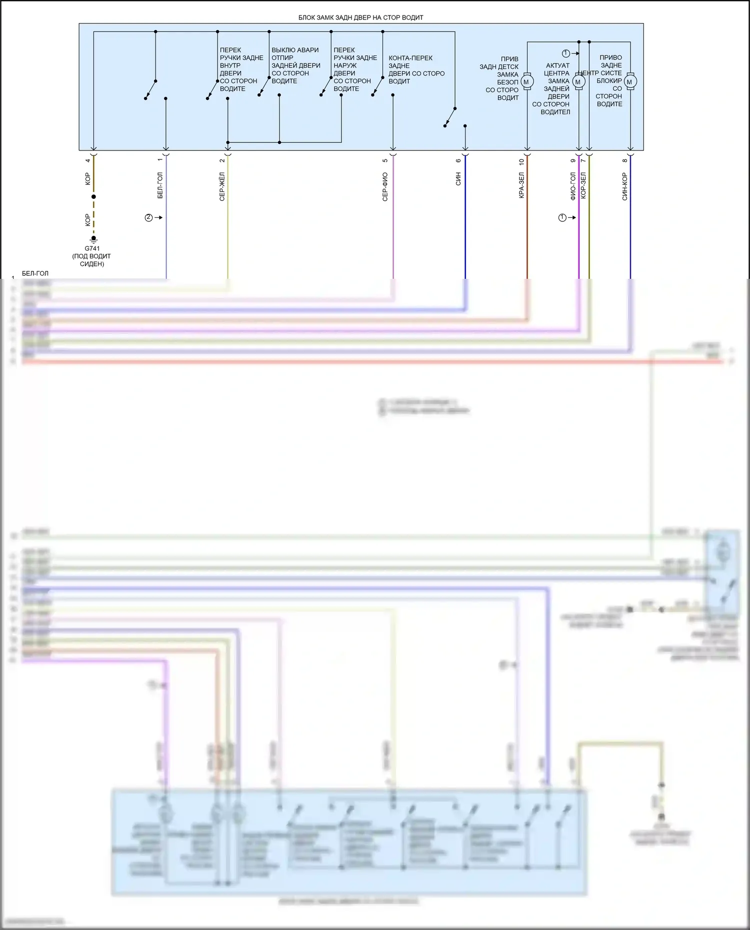 S6 Audi C8 (2019-2024): Электросхема центрального замка (4 из 7) 