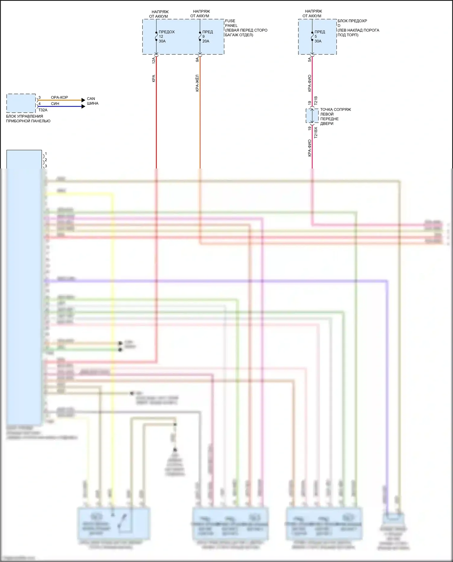 S7 Audi 4K (2019-2024): Электросхема открытия багажника и лючка топливного бака (1 из 2) 